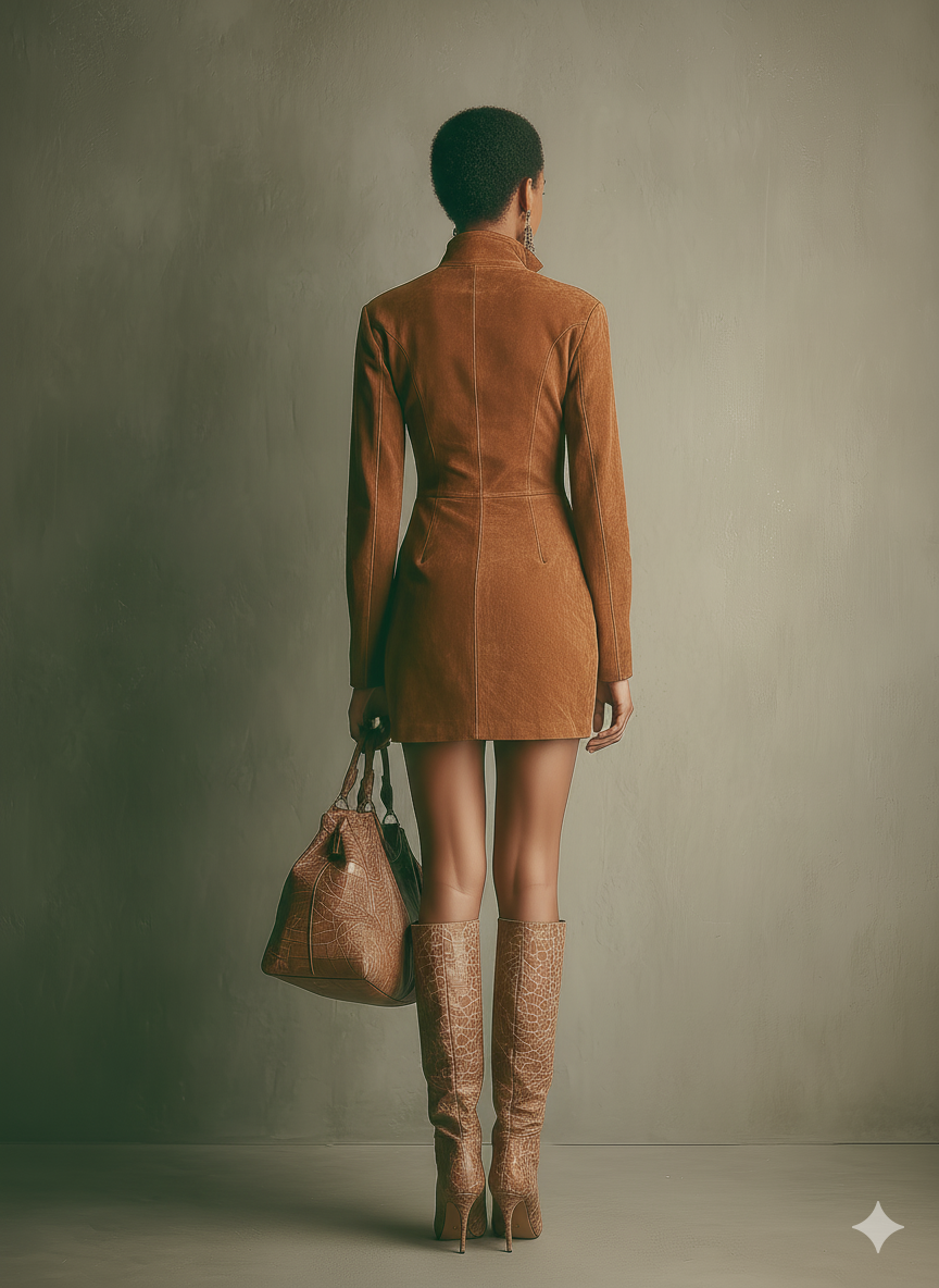 Anna-Berg | Caramel Faux Suede Dress