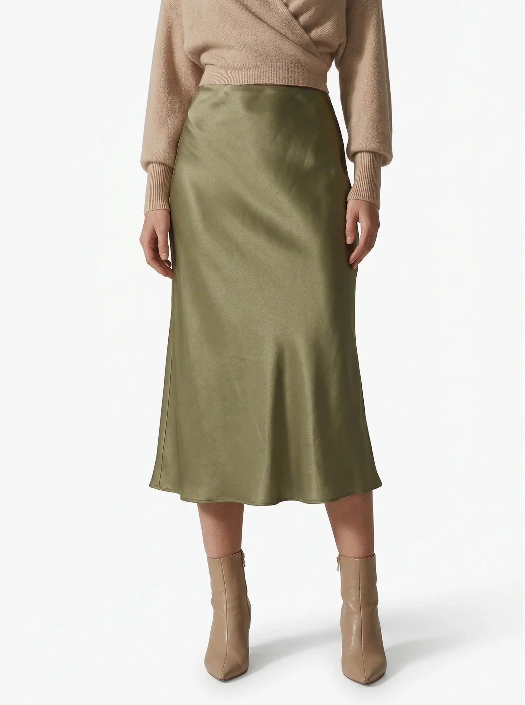 Anna-Berg | High-Waist Skirt Satin Elegant Flowing Dress