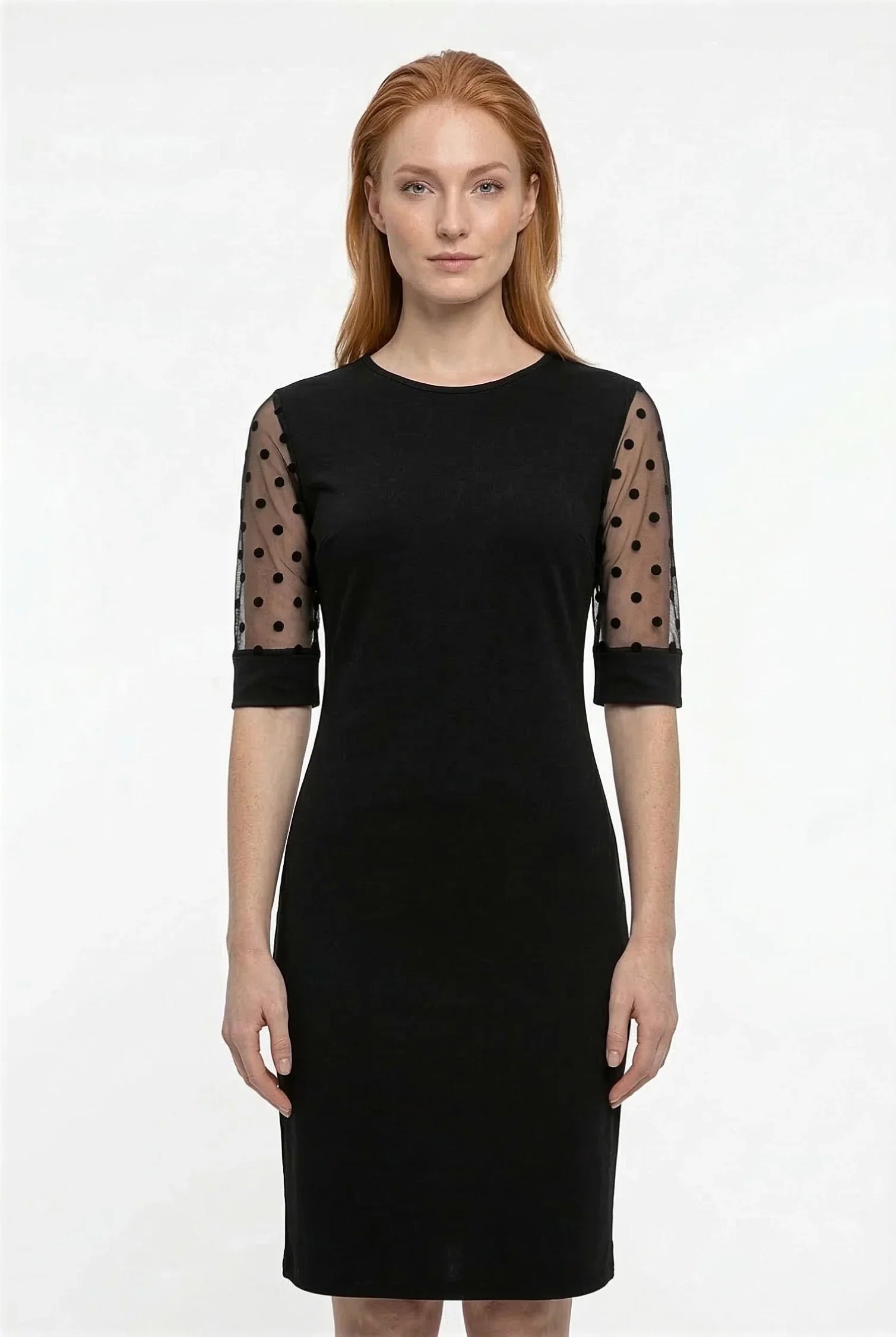 Anna-Berg | Black A-Line Lace Sleeve Contrast Dress