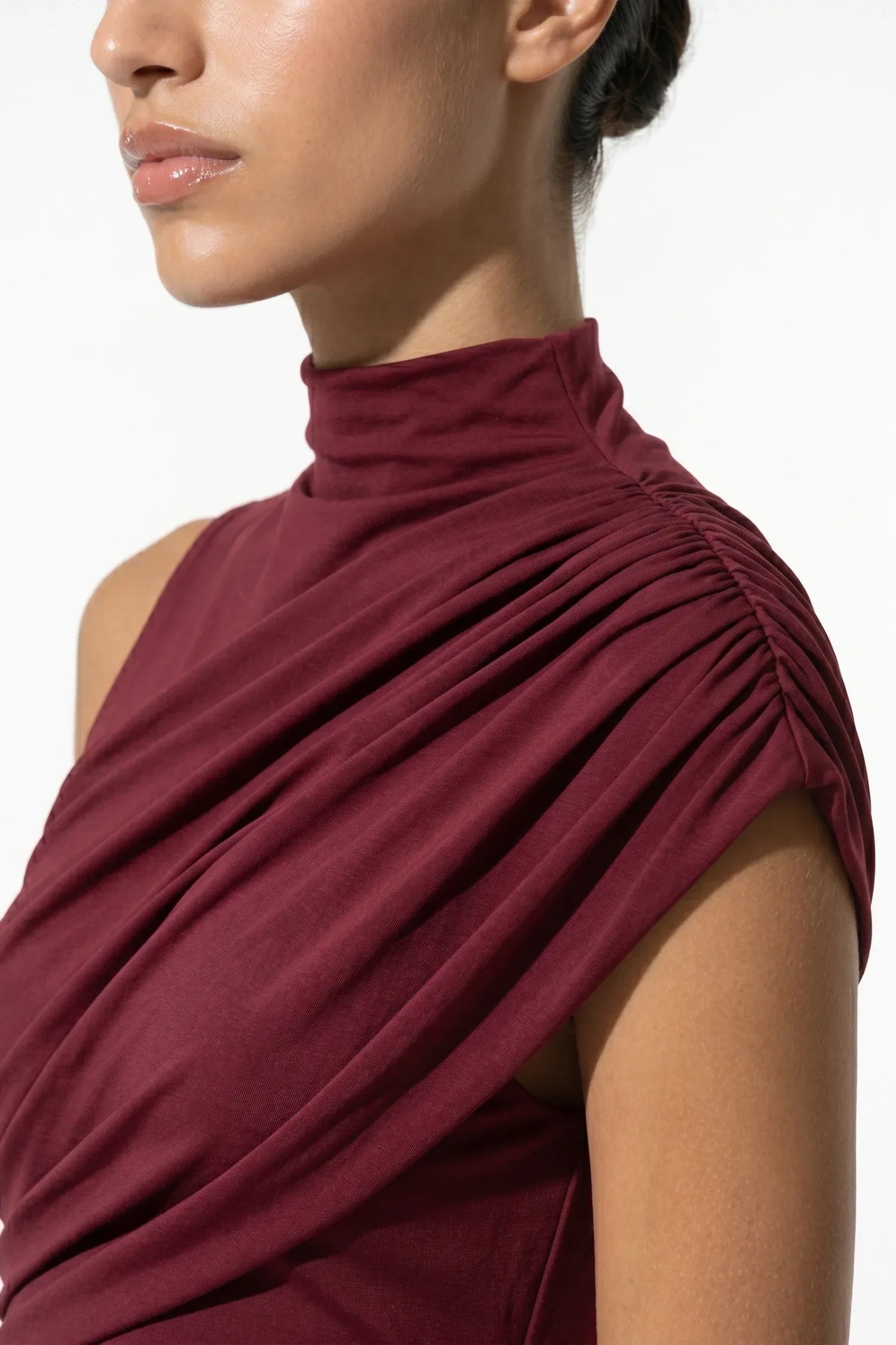 Anna-Berg | Ruched Sleeveless Draped Bodycon Dress