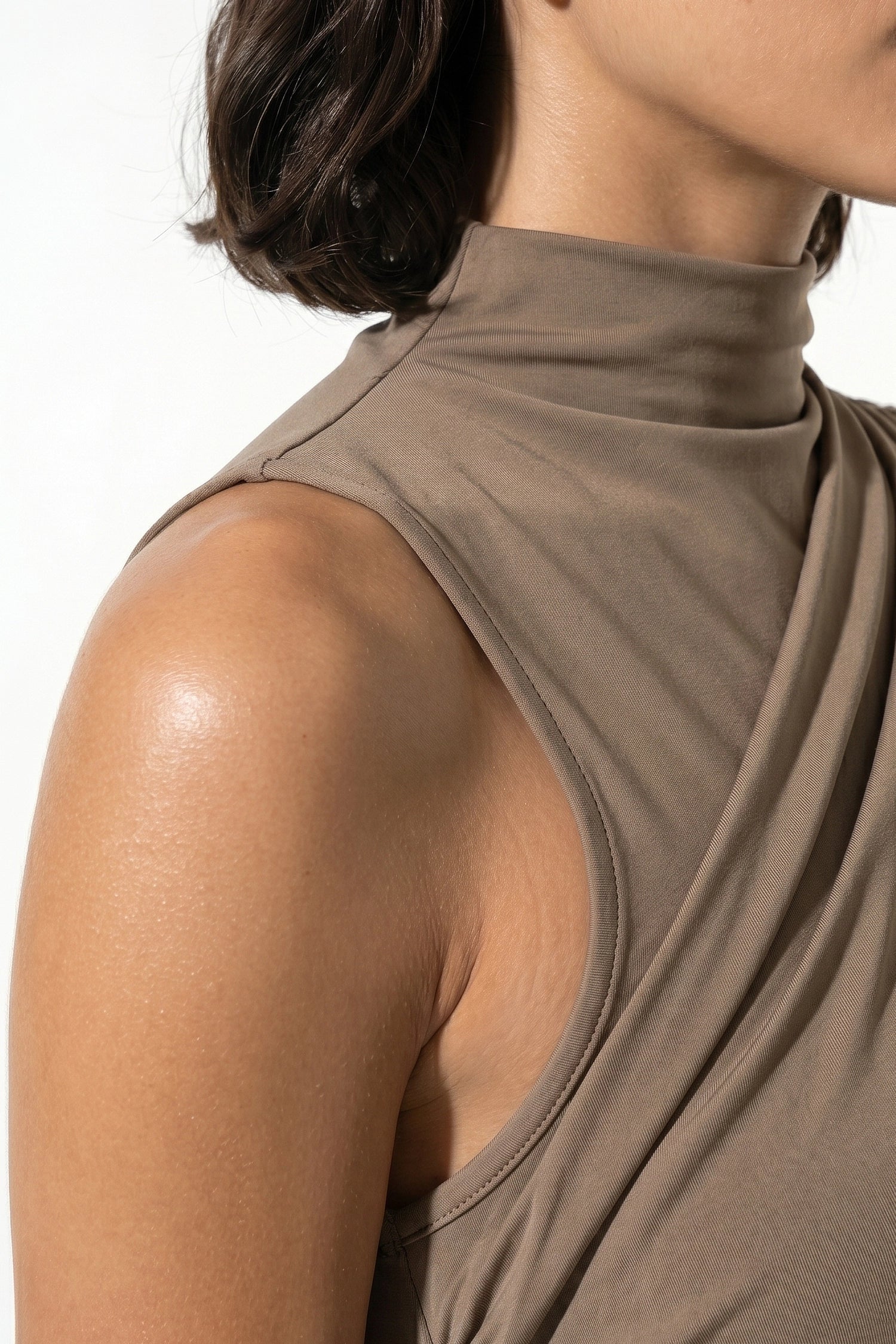 Anna-Berg | Ruched Sleeveless Draped Bodycon Dress