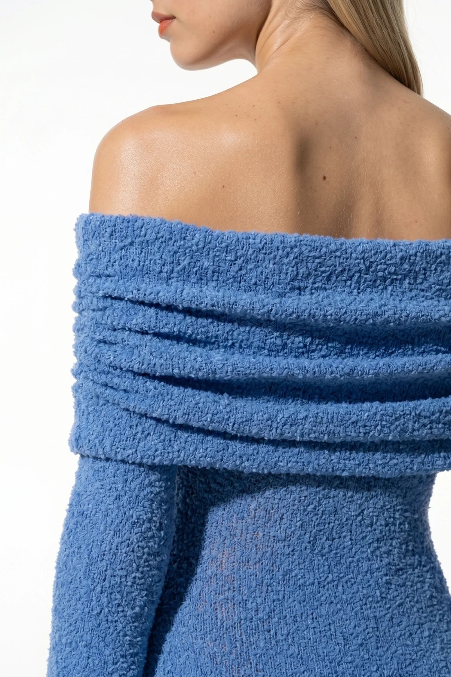 Anna-Berg | Knit Long Sleeve Slash Neck Dress