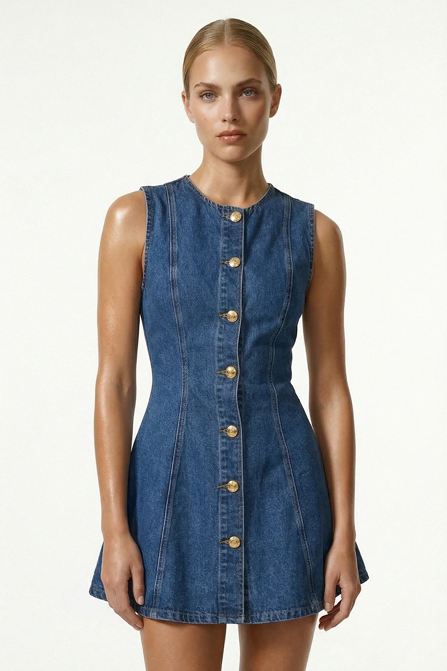 Anna-Berg | Denim Casual Sleeveless Shift Dress