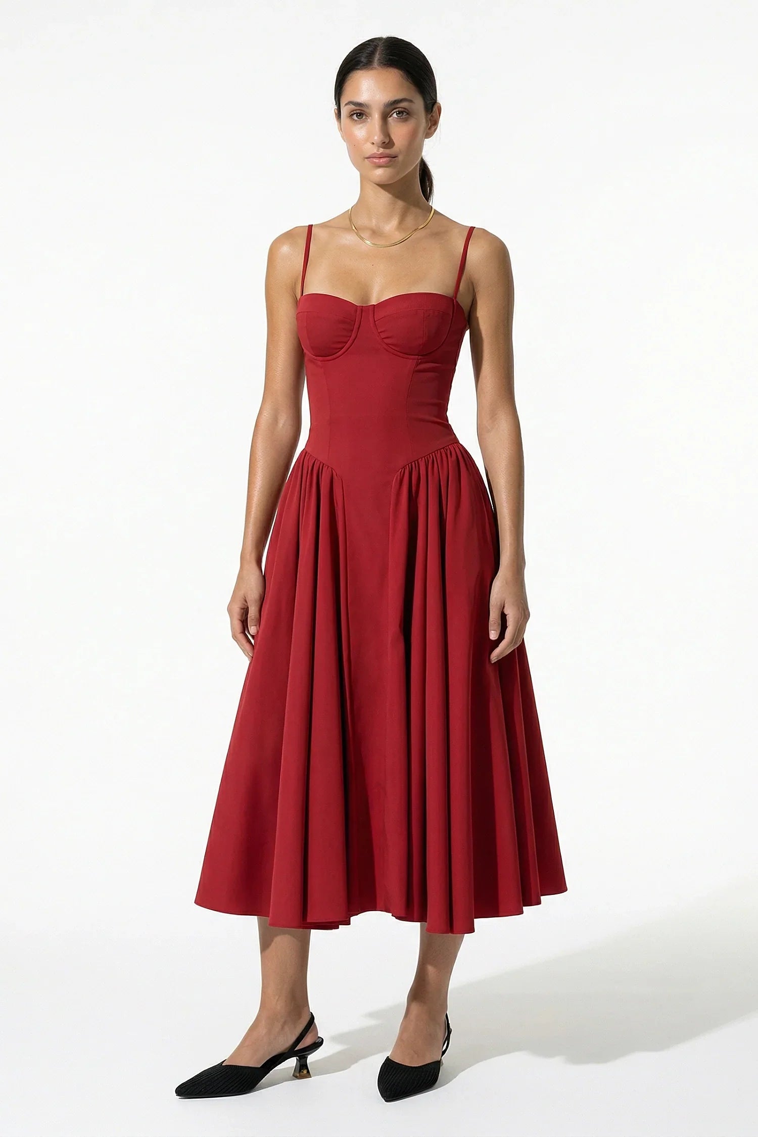 Anna-Berg | Backless Sleeveless Pleated Halter Dress