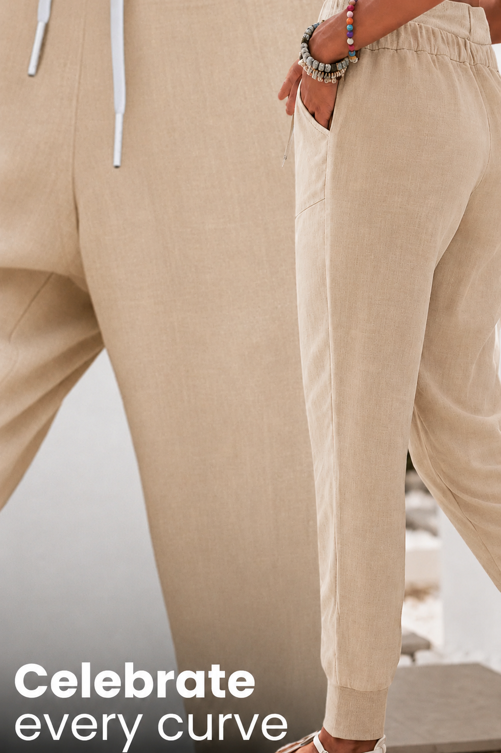 Anna-Berg | Sculpted Drawstring Jogger Pants With Elastic Ankle Cuffs