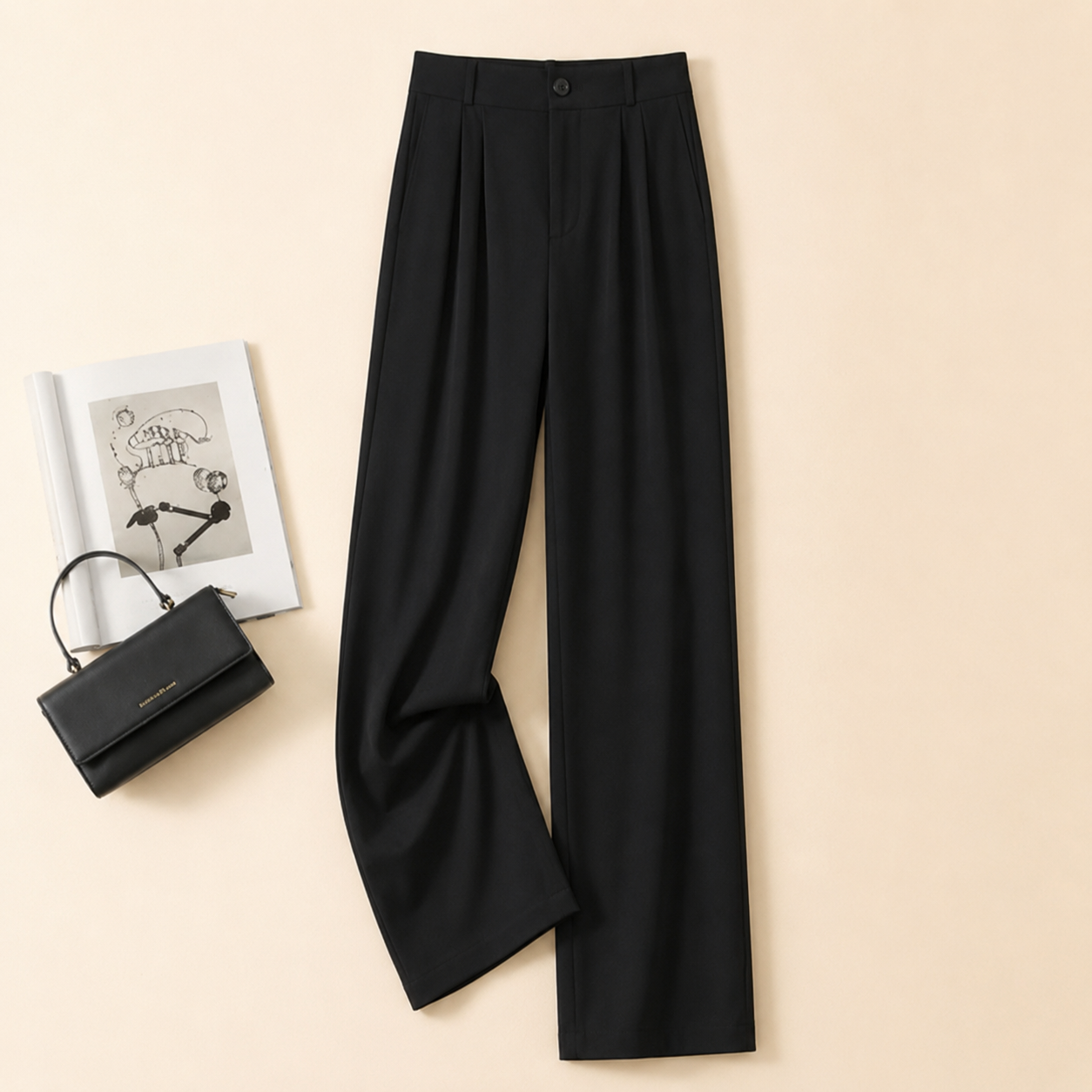 Anna-Berg | Sophisticated High Waisted Wide Leg Pants
