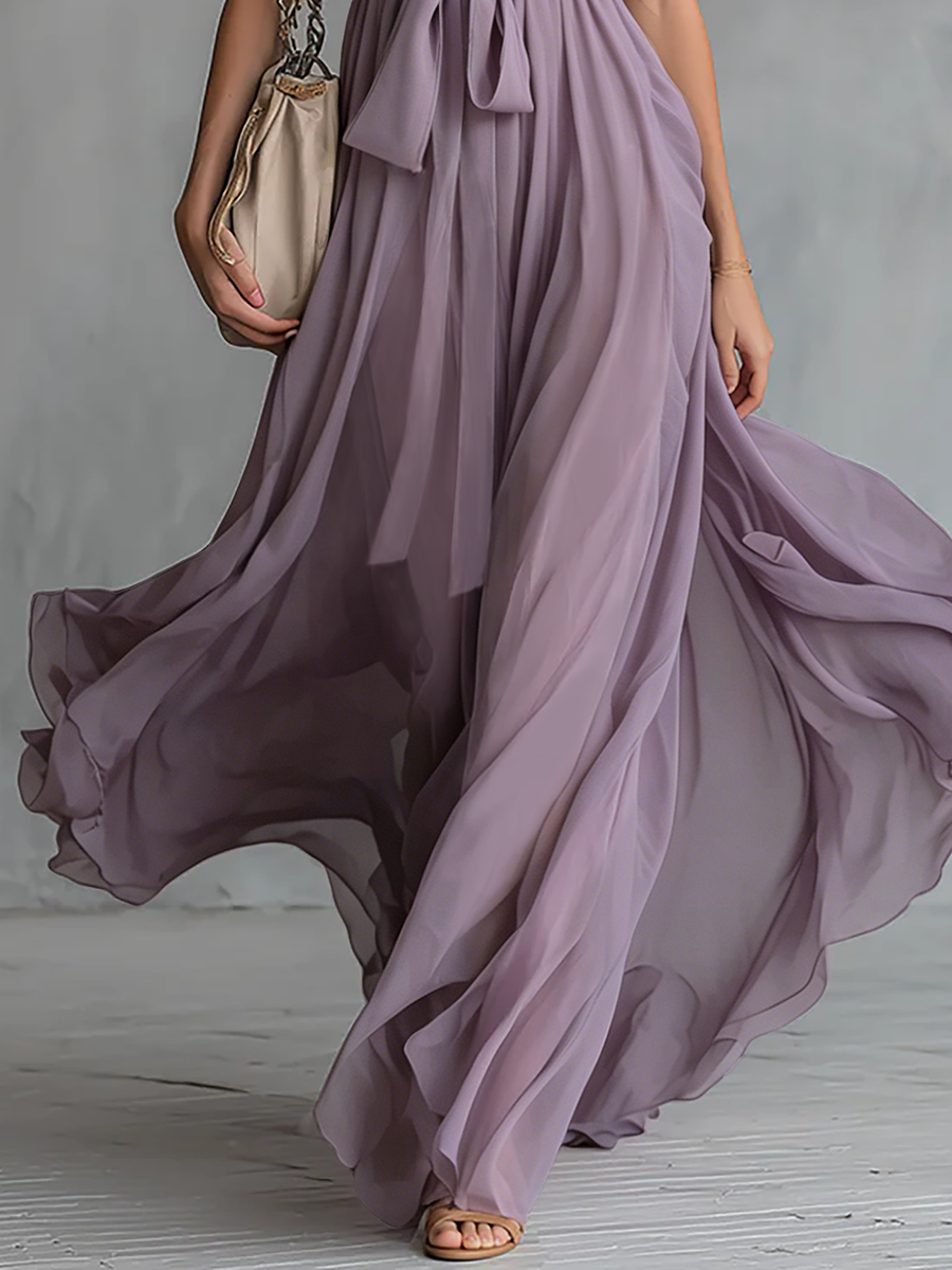 Anna-Berg | Chiffon Halter Neck Elegant Evening Dress