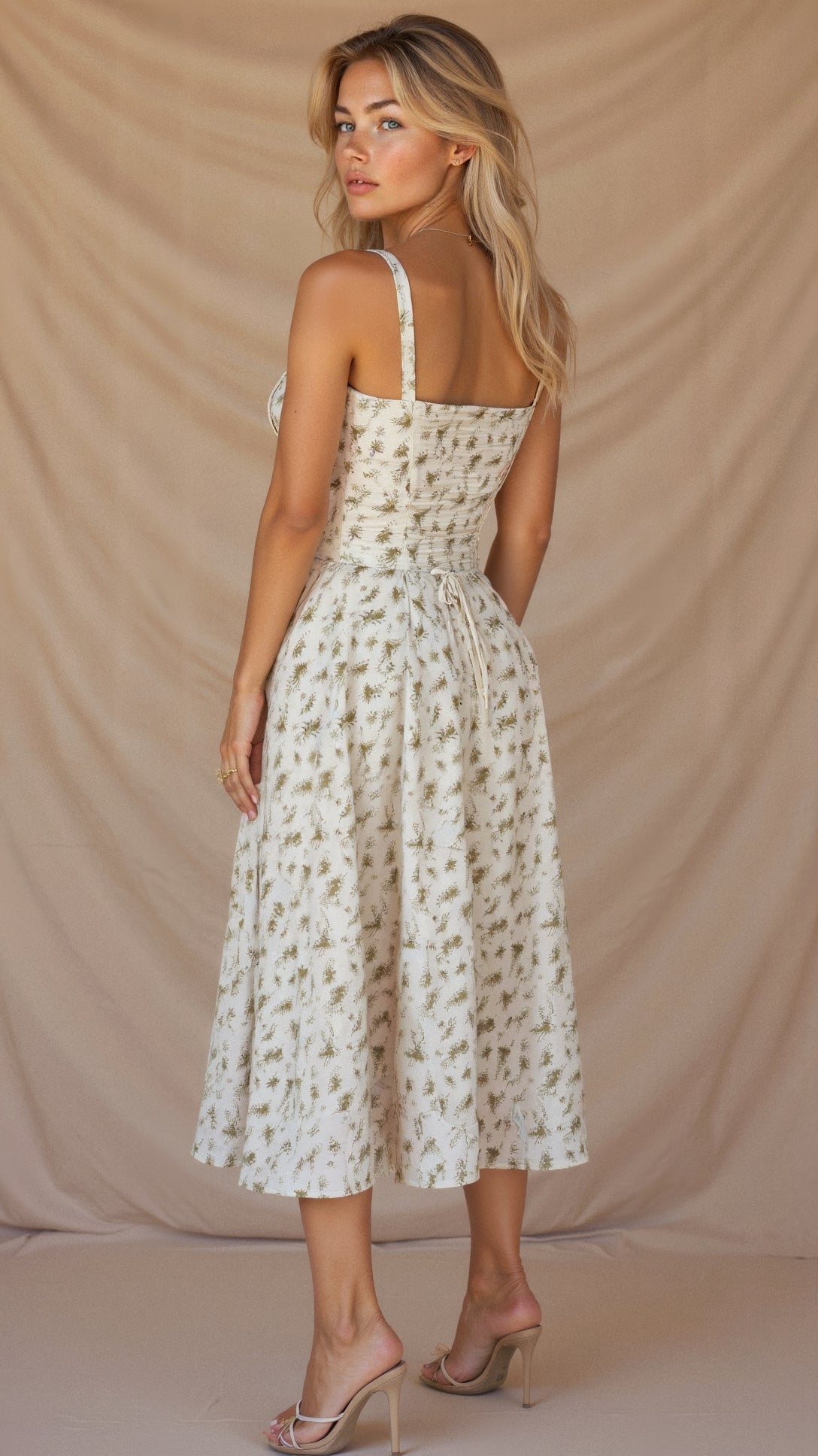 Anna-Berg | Midi Dress - Tailored Waist, Flowing Skirt