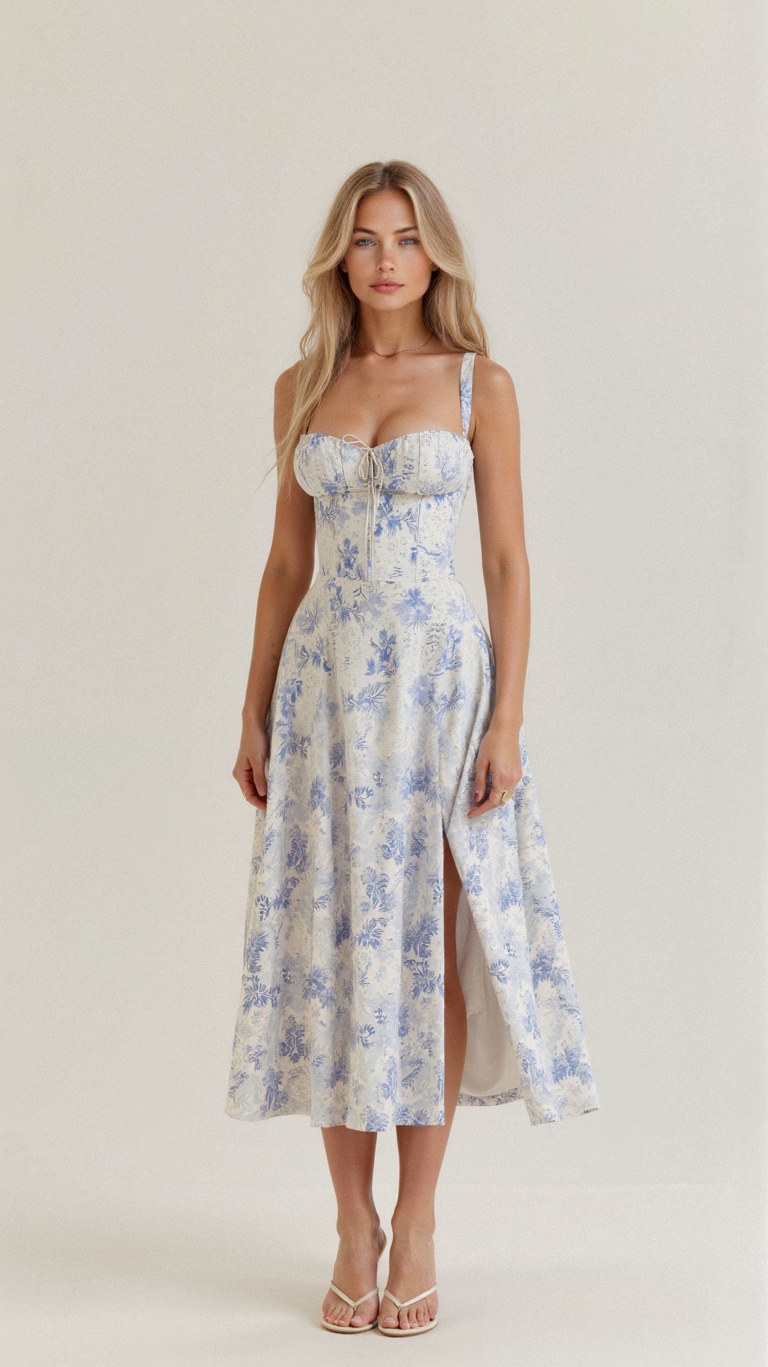 Anna-Berg | Midi Dress - Tailored Waist, Flowing Skirt