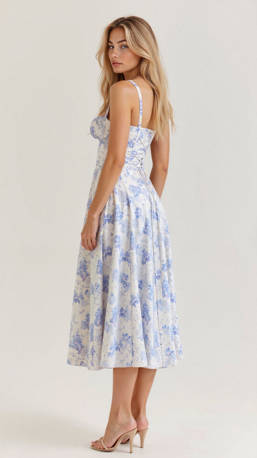 Anna-Berg | Midi Dress - Tailored Waist, Flowing Skirt