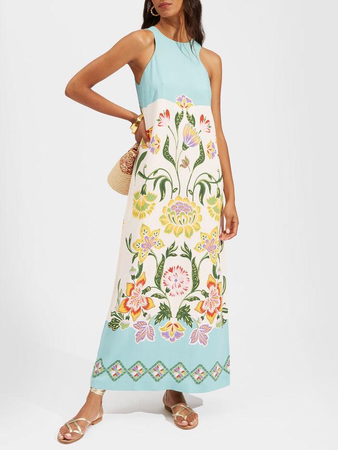 Anna-Berg | Luxe Floral Print Sleeveless Midi Dress