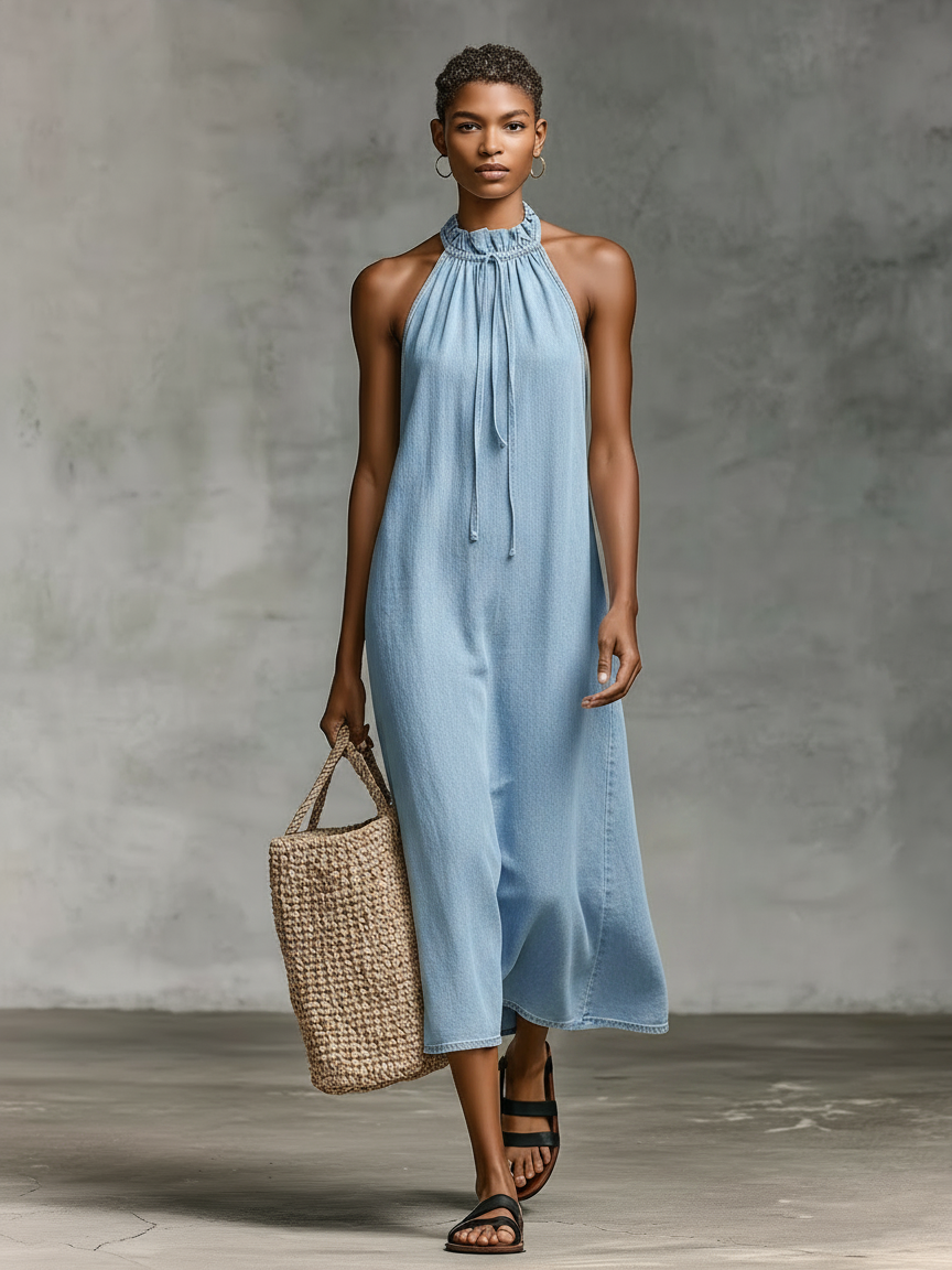 Anna-Berg | Denim Sleeveless Dress