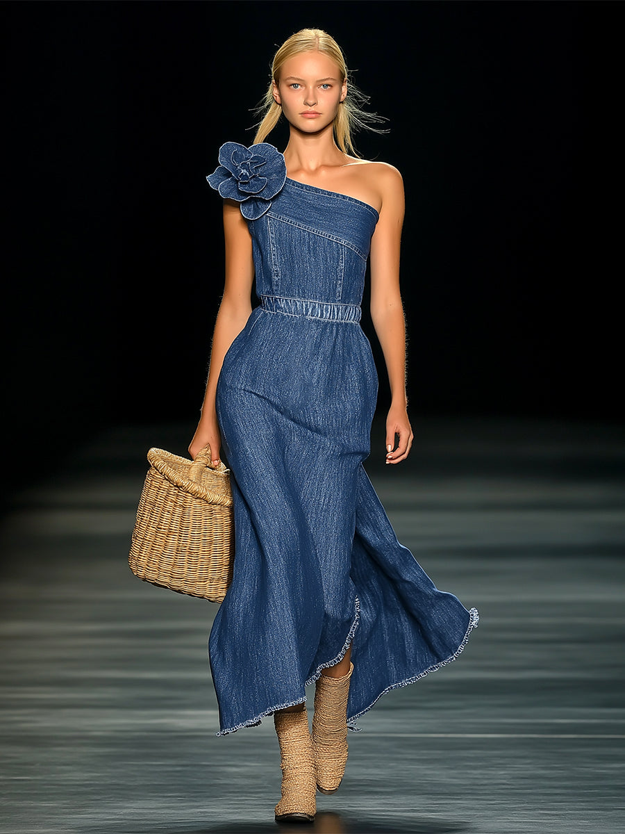 Anna-Berg | Denim Strapless Evening Dress