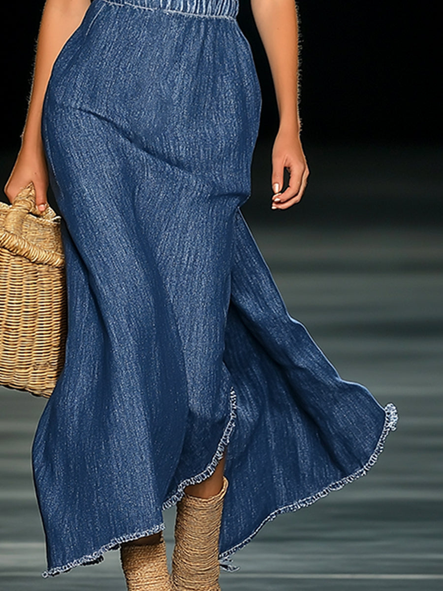 Anna-Berg | Denim Strapless Evening Dress