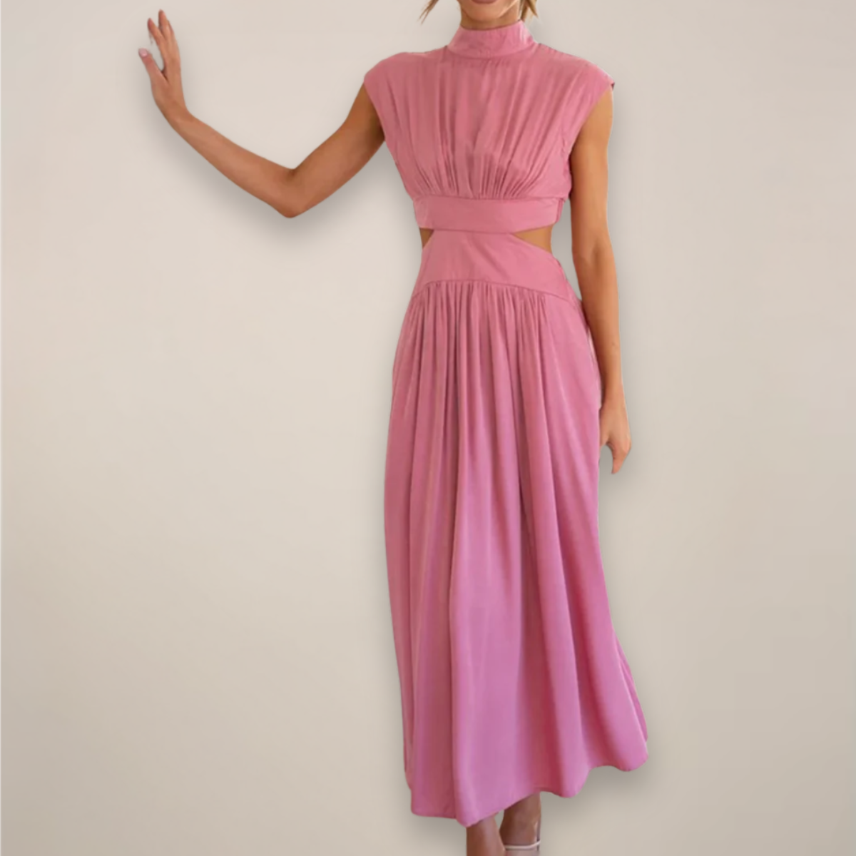 Anna-Berg | Maxi Dress, Cap Sleeves, Cut-Out Waist