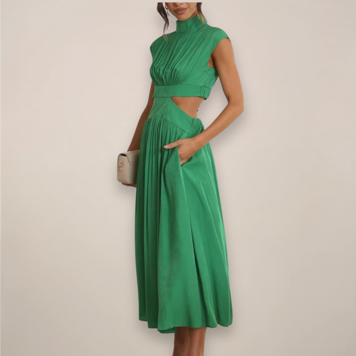 Anna-Berg | Maxi Dress, Cap Sleeves, Cut-Out Waist