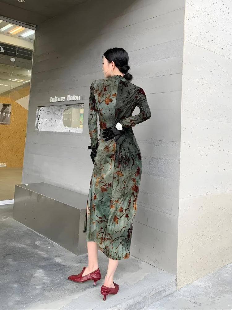 Anna-Berg | Fairycore Floral Slit Qipao Dress