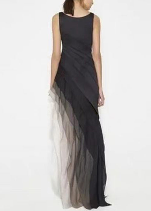 Anna-Berg | French Black High Waist Patchwork Dress