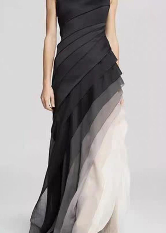 Anna-Berg | French Black High Waist Patchwork Dress