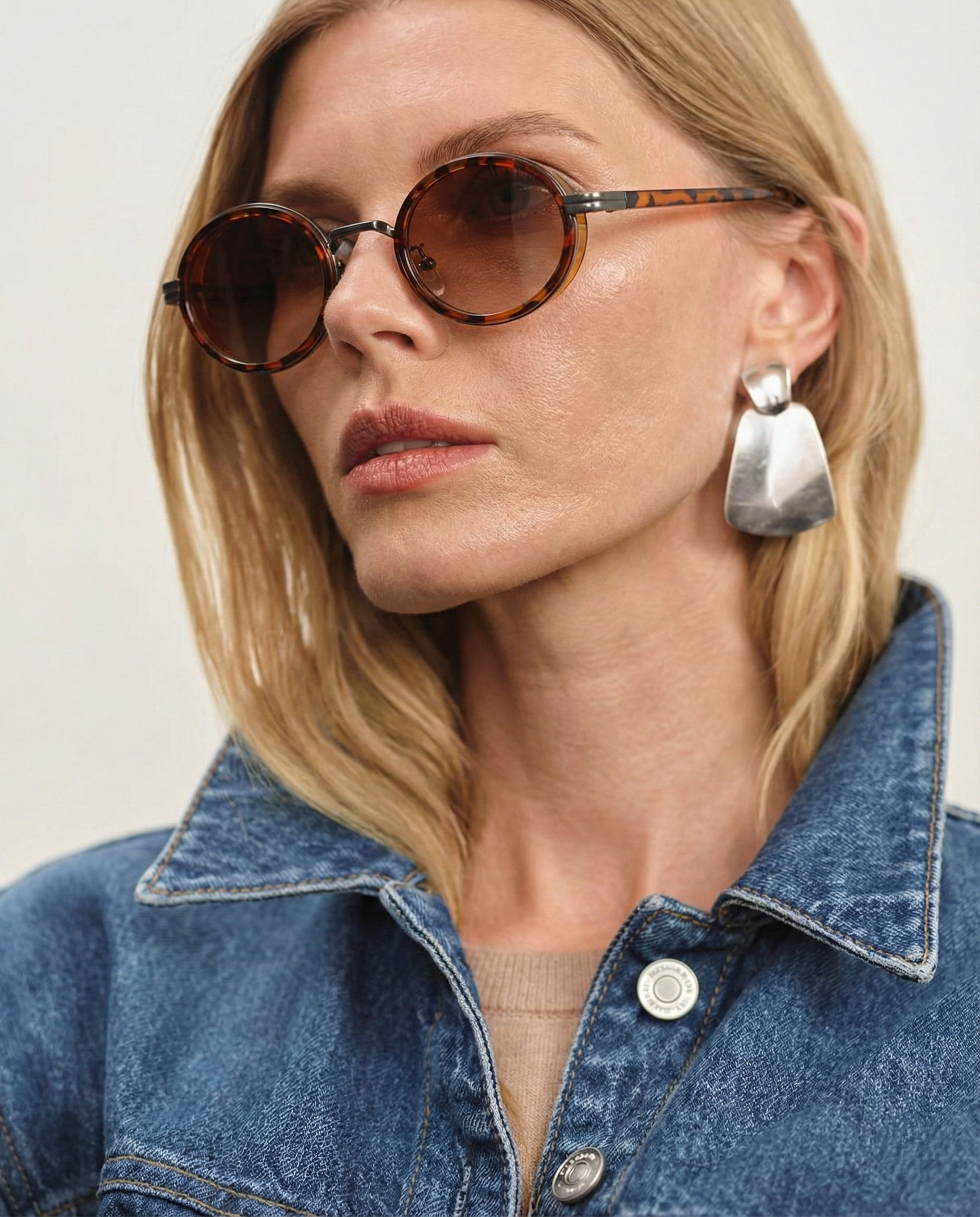 Anna-Berg | Black Polarized Round Metal Sunglasses