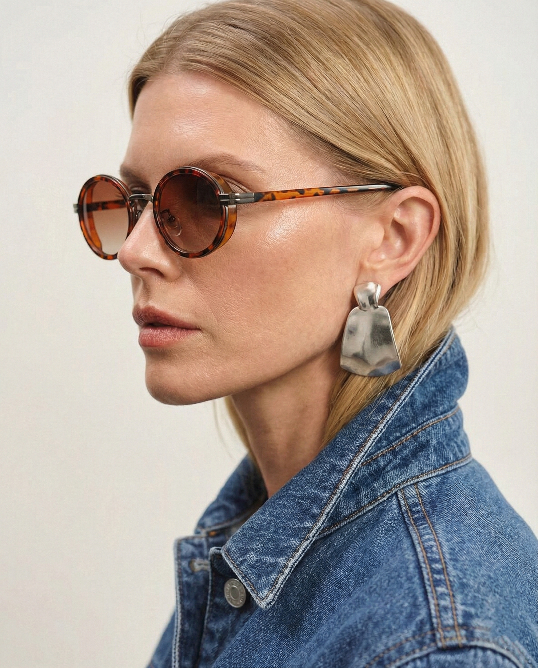 Anna-Berg | Black Polarized Round Metal Sunglasses