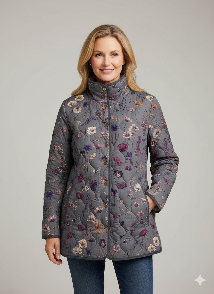 Anna-Berg | Women's Quilted Jacket, Floral Print