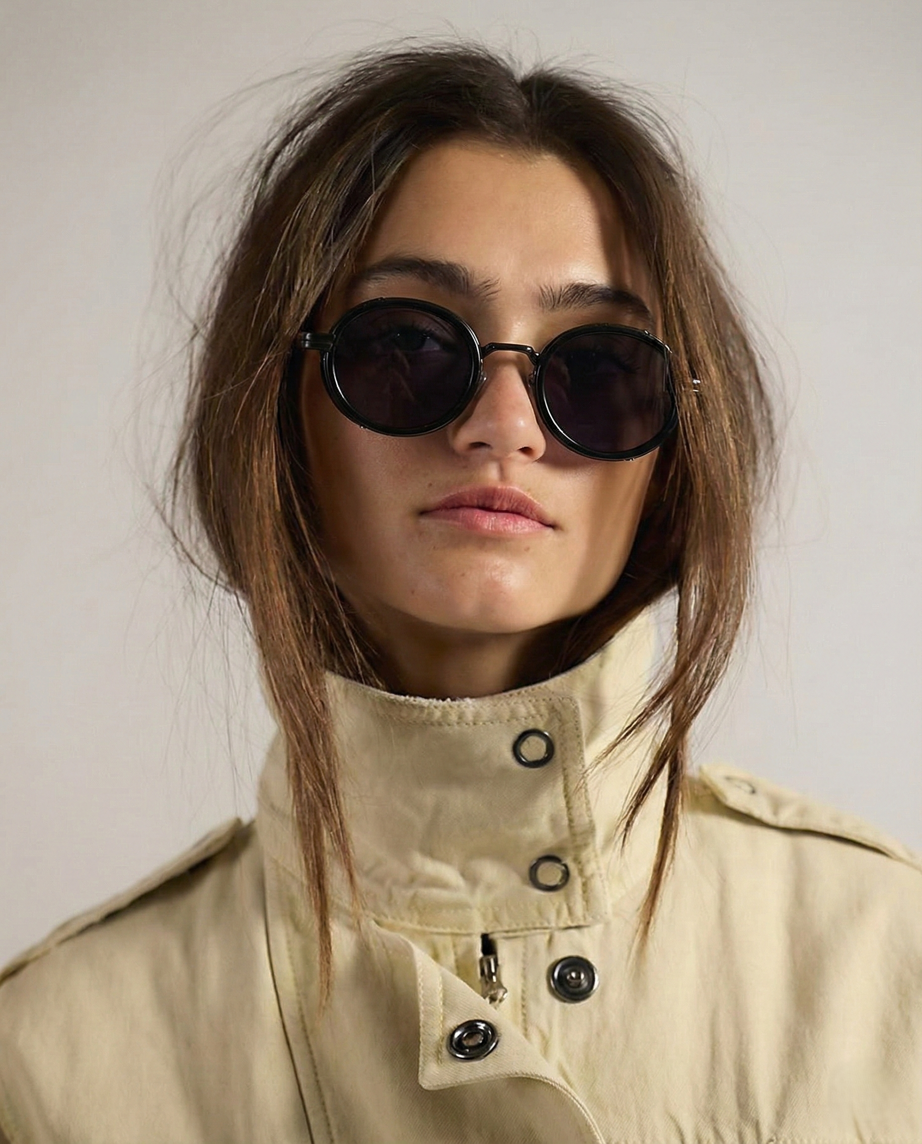 Anna-Berg | Black Polarized Round Metal Sunglasses