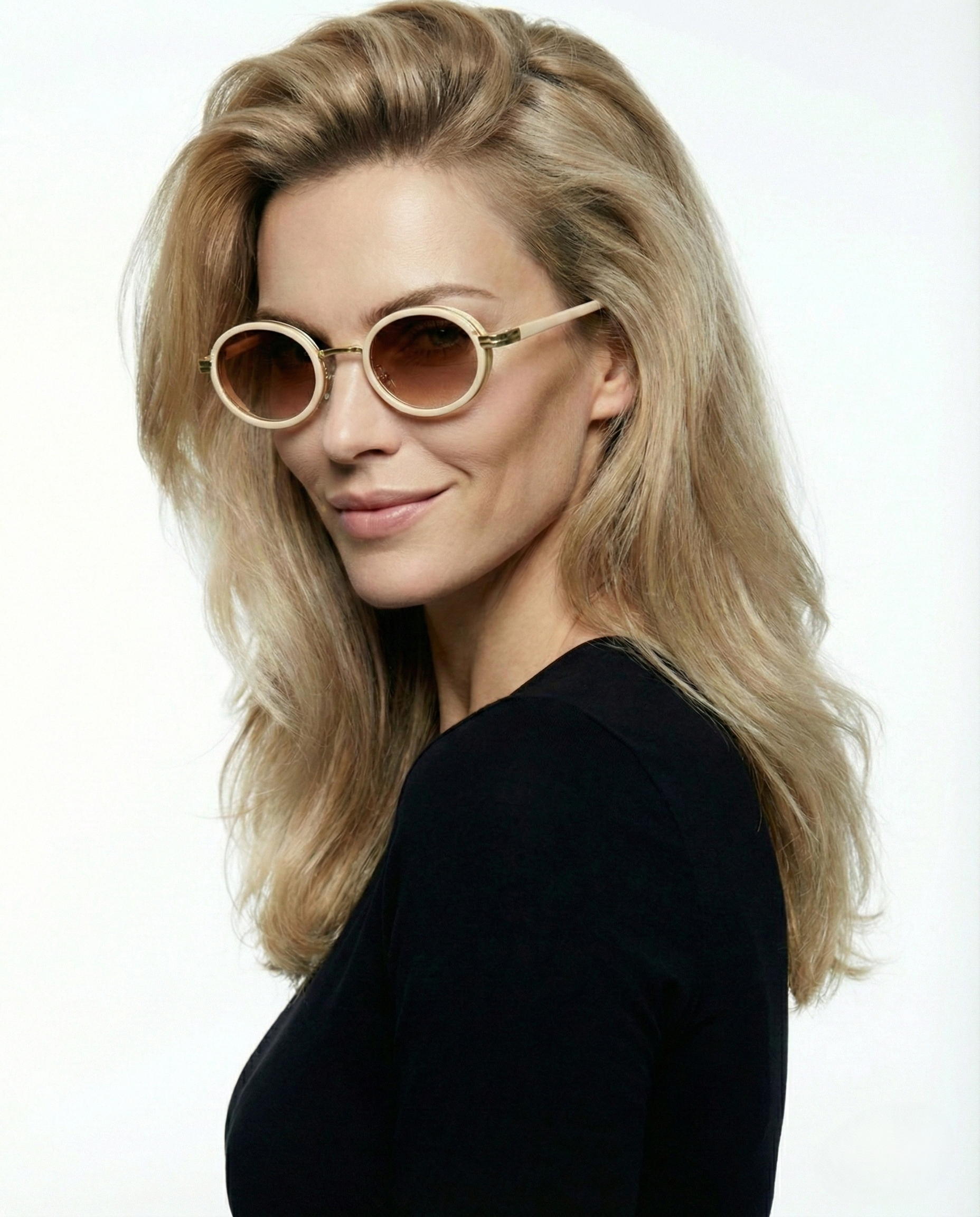 Anna-Berg | Black Polarized Round Metal Sunglasses