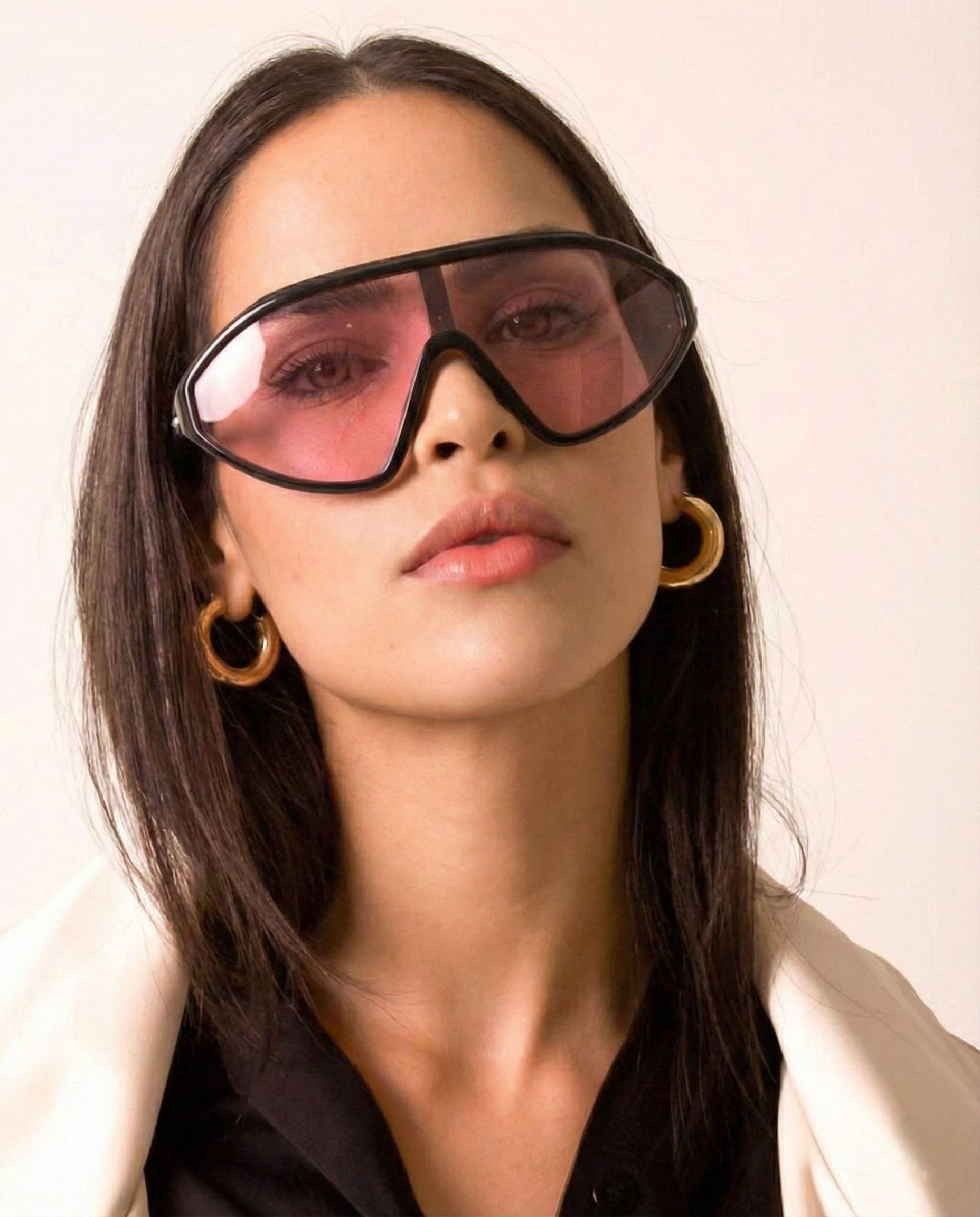 Anna-Berg | Black Angled Acetate Sunglasses