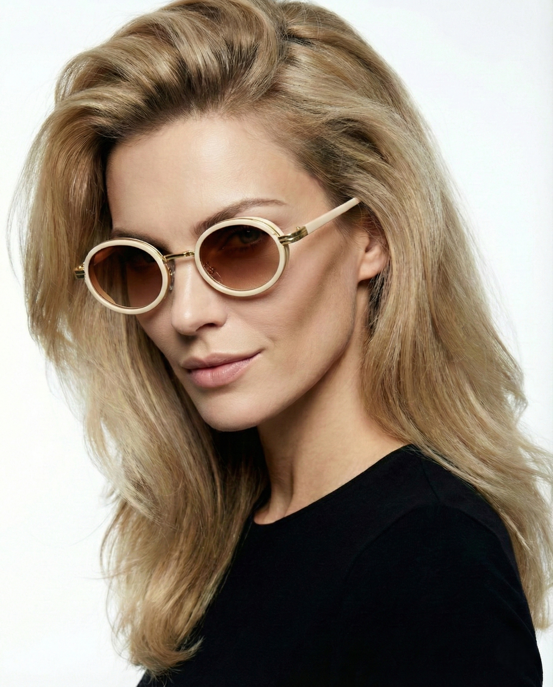 Anna-Berg | Black Polarized Round Metal Sunglasses