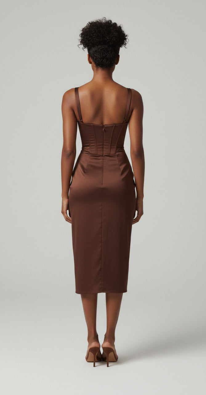 Anna-Berg | Satin Smooth Finish Sleeveless Evening Dress