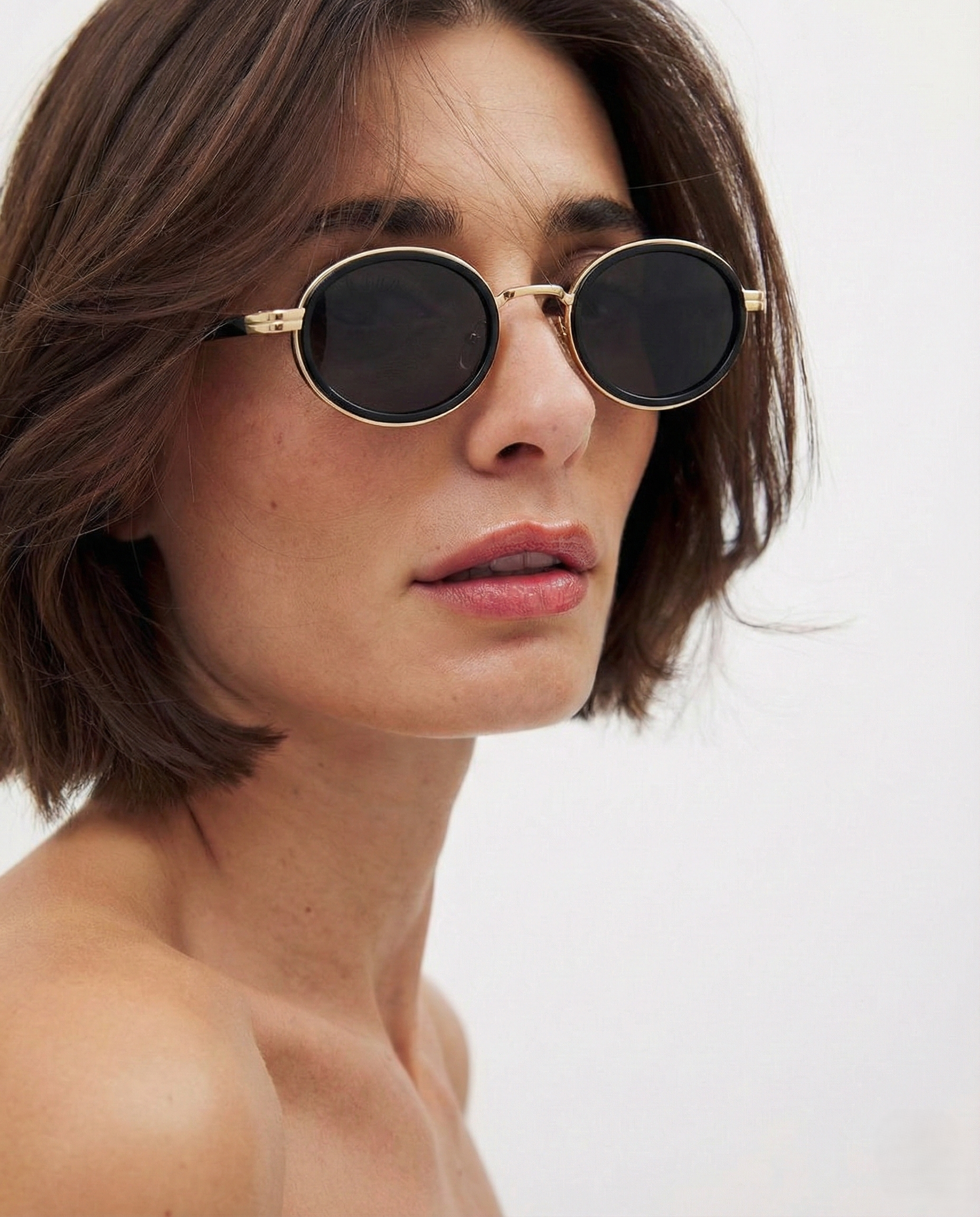 Anna-Berg | Black Polarized Round Metal Sunglasses