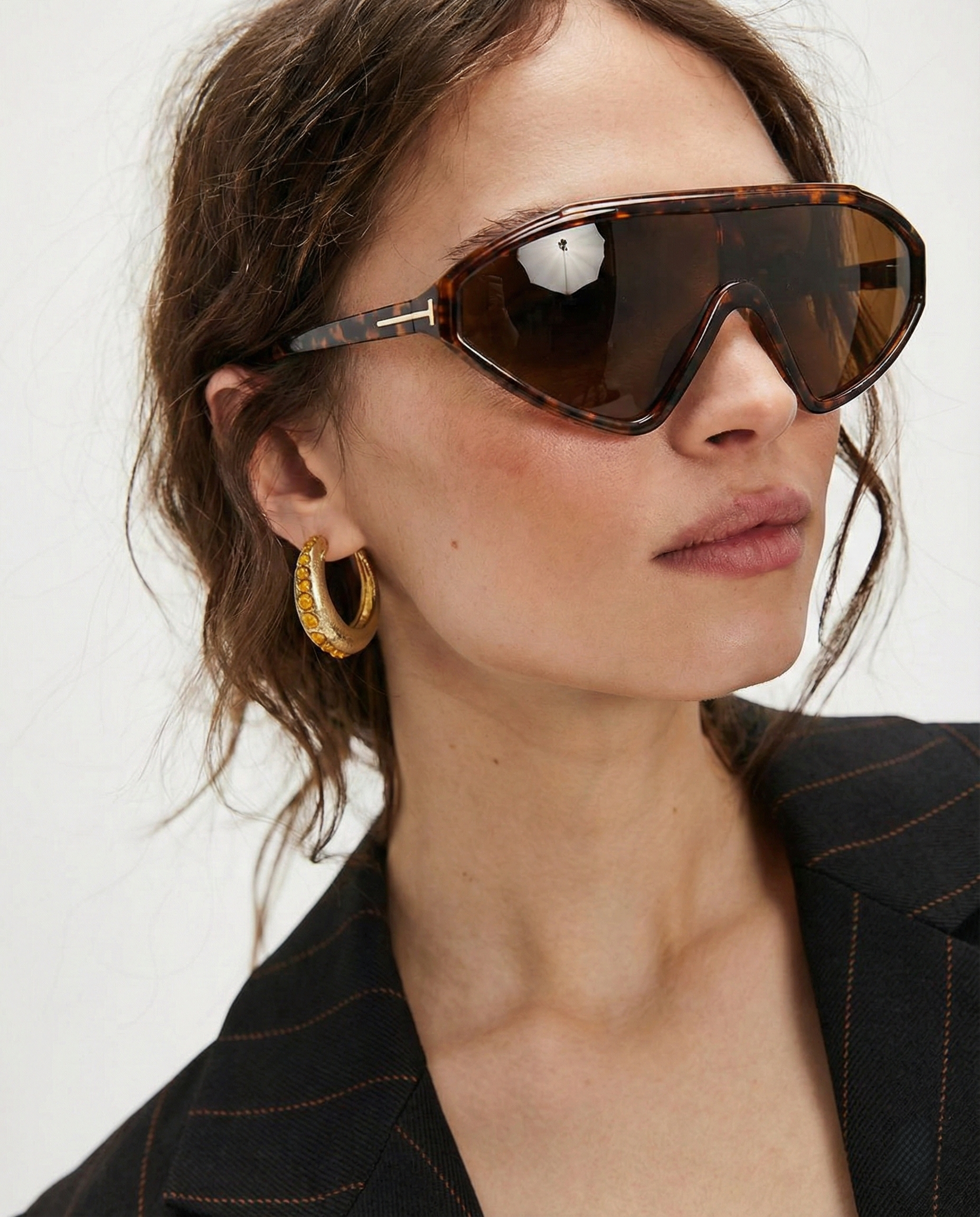 Anna-Berg | Black Angled Acetate Sunglasses