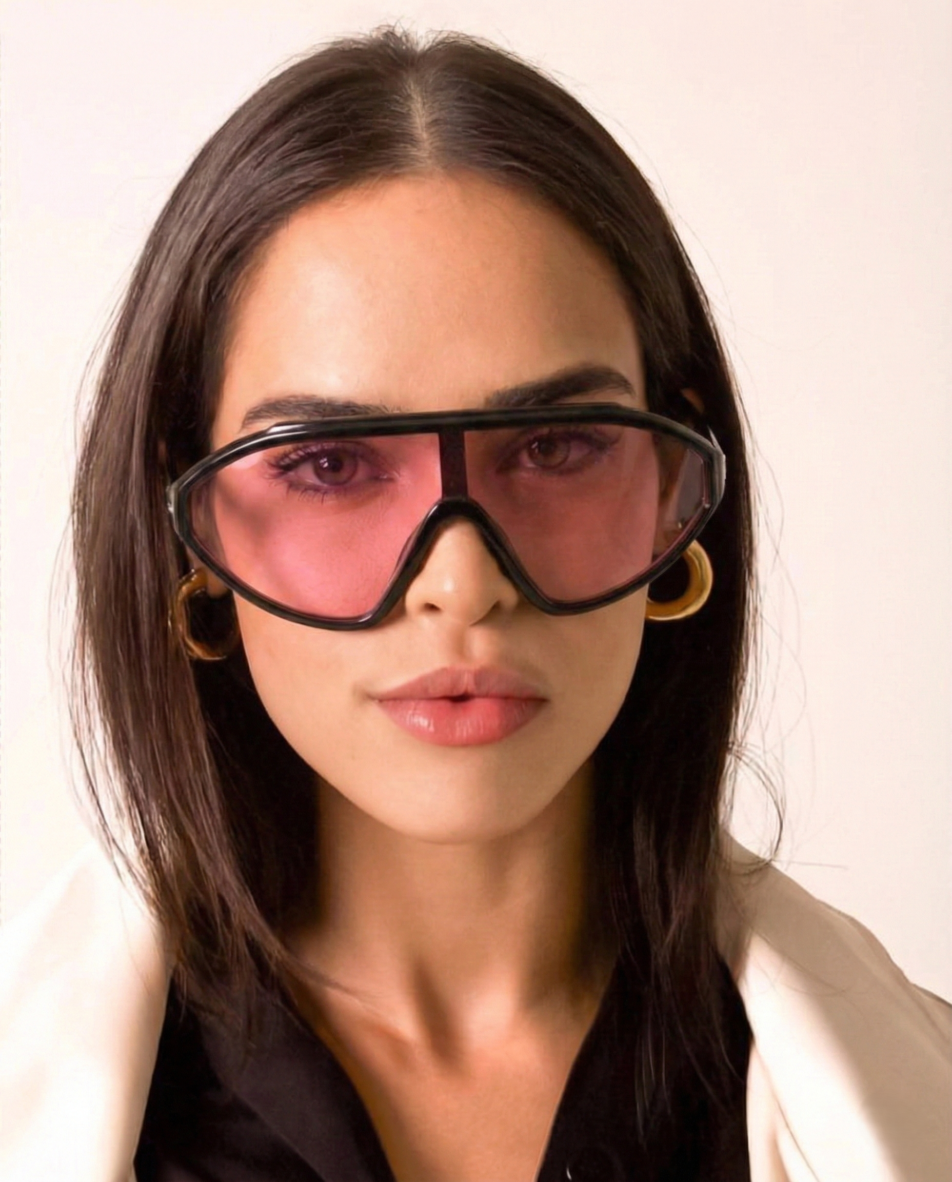 Anna-Berg | Black Angled Acetate Sunglasses