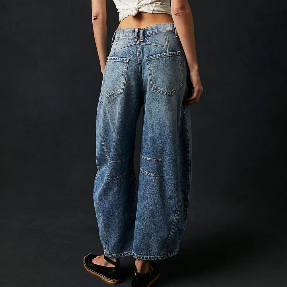Anna-Berg | Elegant High Waist Barrel Leg Jeans Relaxed Fit Denim