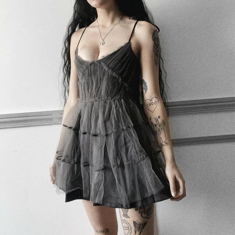 Anna-Berg | Goth Strap Patchwork Dress