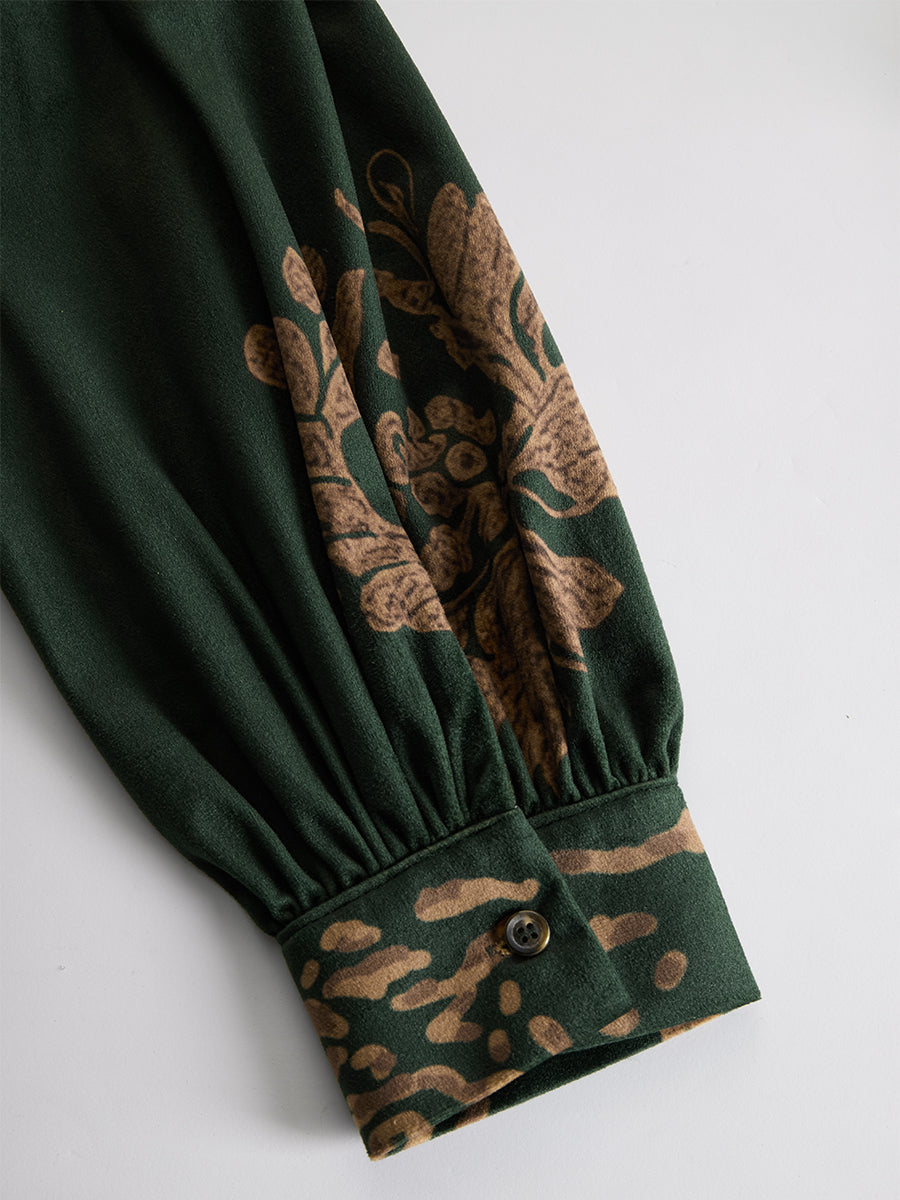 Anna-Berg | Green Faux Suede Tassel Dress