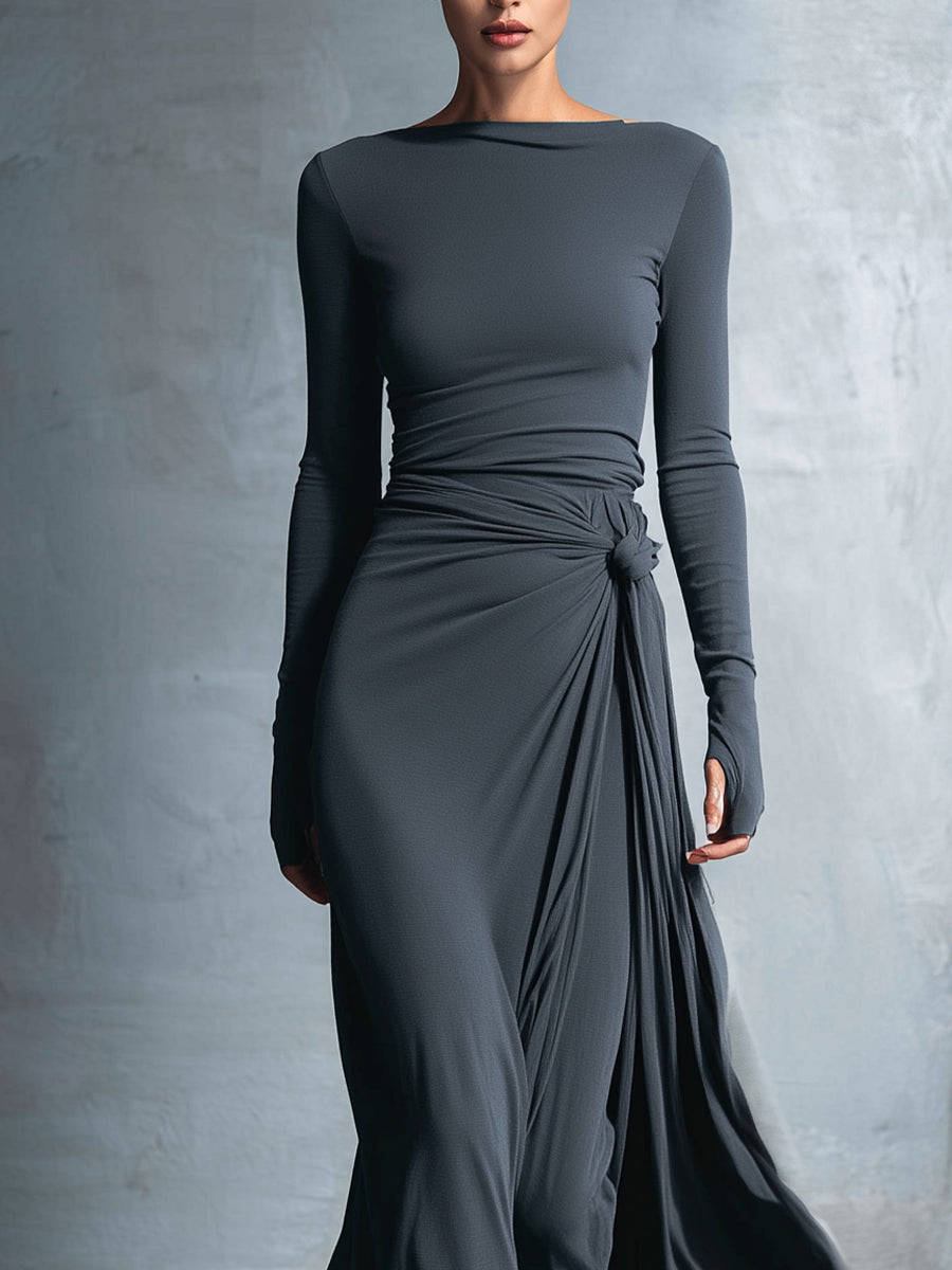 Anna-Berg | Grey Knit Wrap Dress