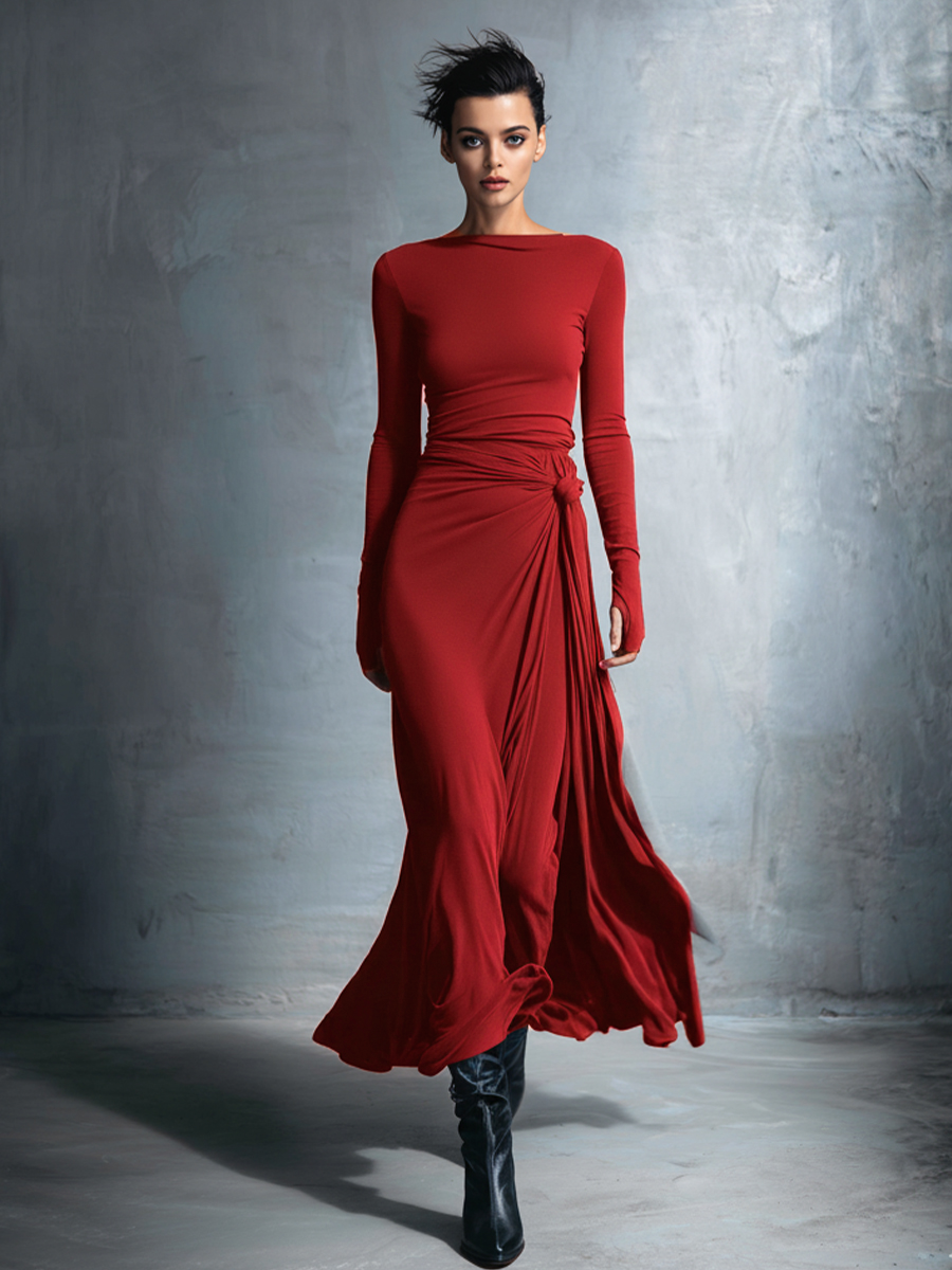 Anna-Berg | Grey Knit Wrap Dress