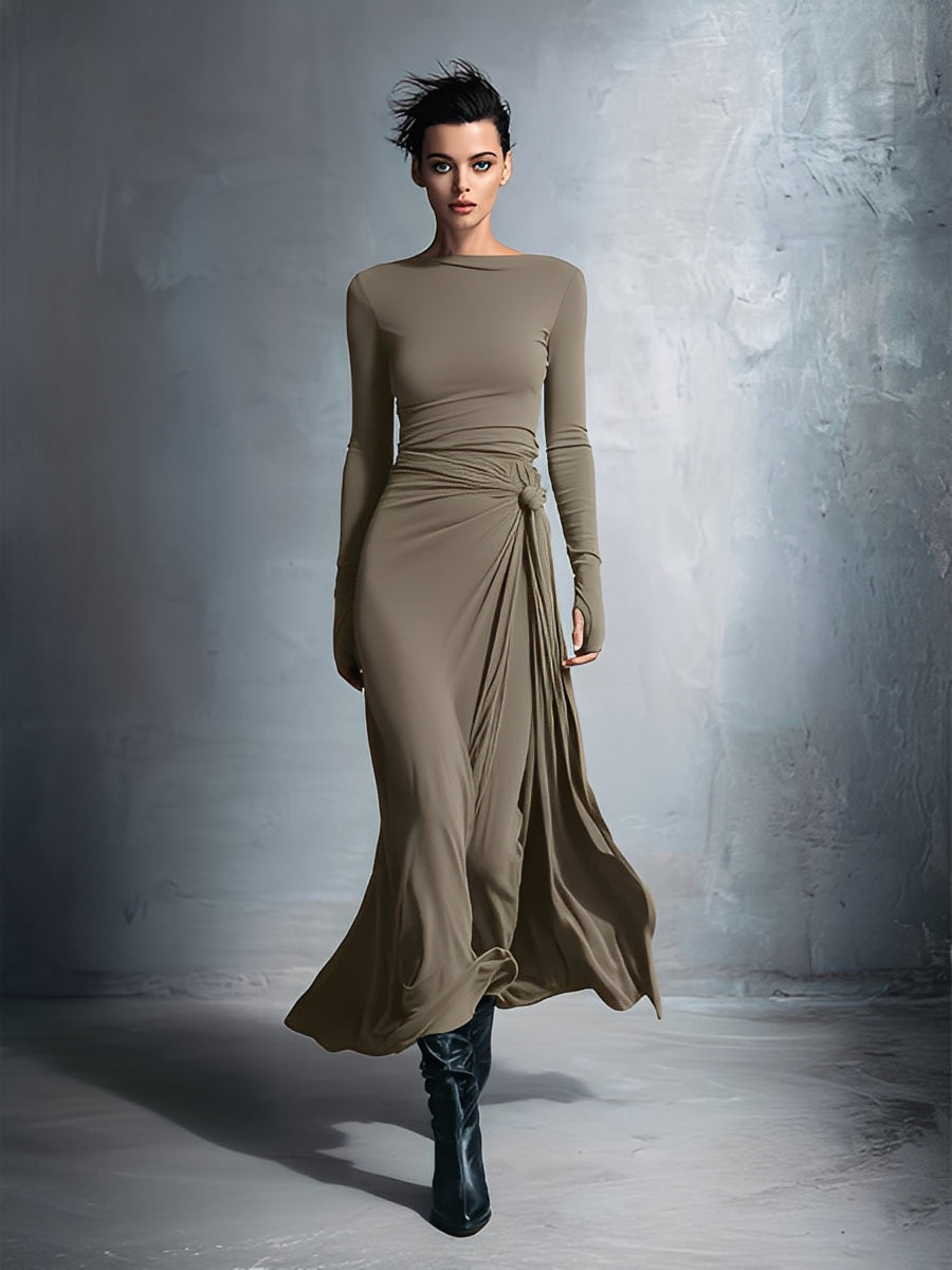 Anna-Berg | Grey Knit Wrap Dress