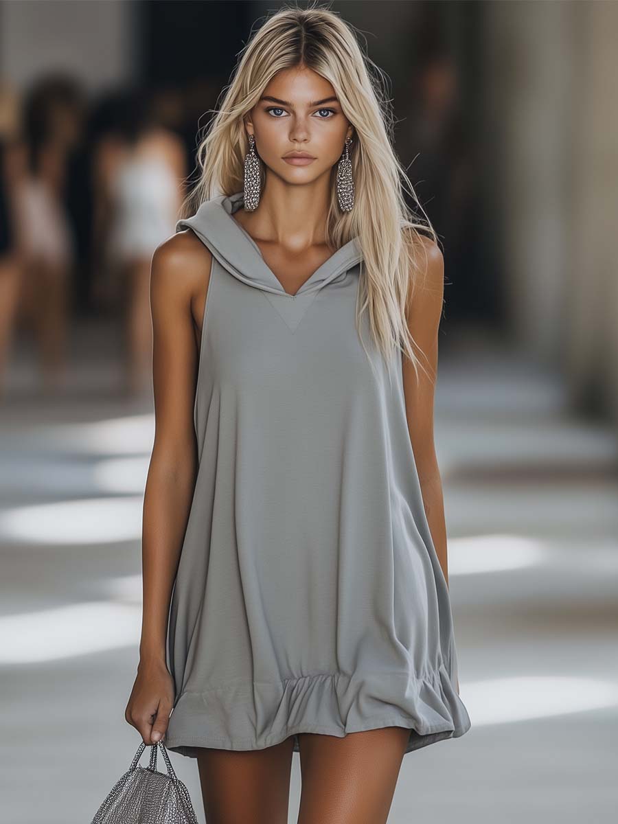 Anna-Berg | Grey Sleeveless Casual Dress