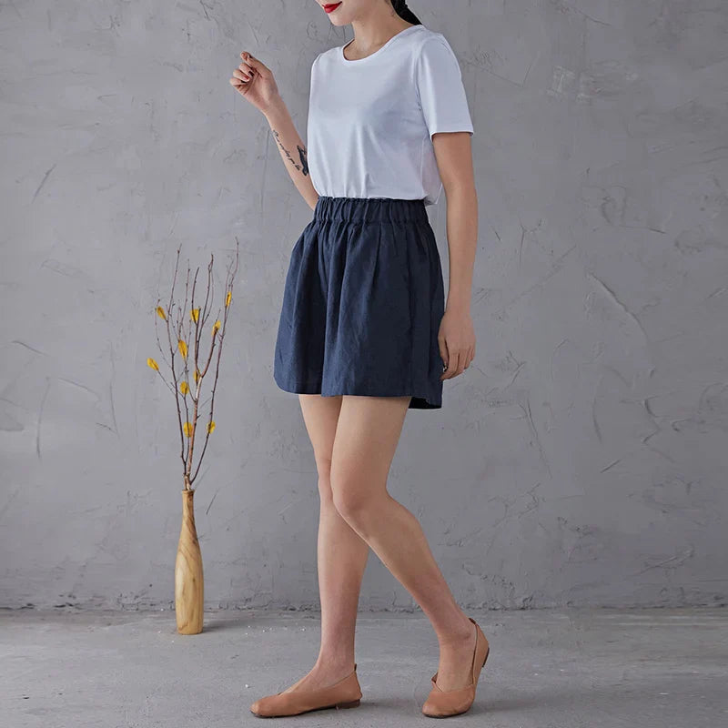 Anna-Berg | Relaxed Fit Drawstring Linen Shorts
