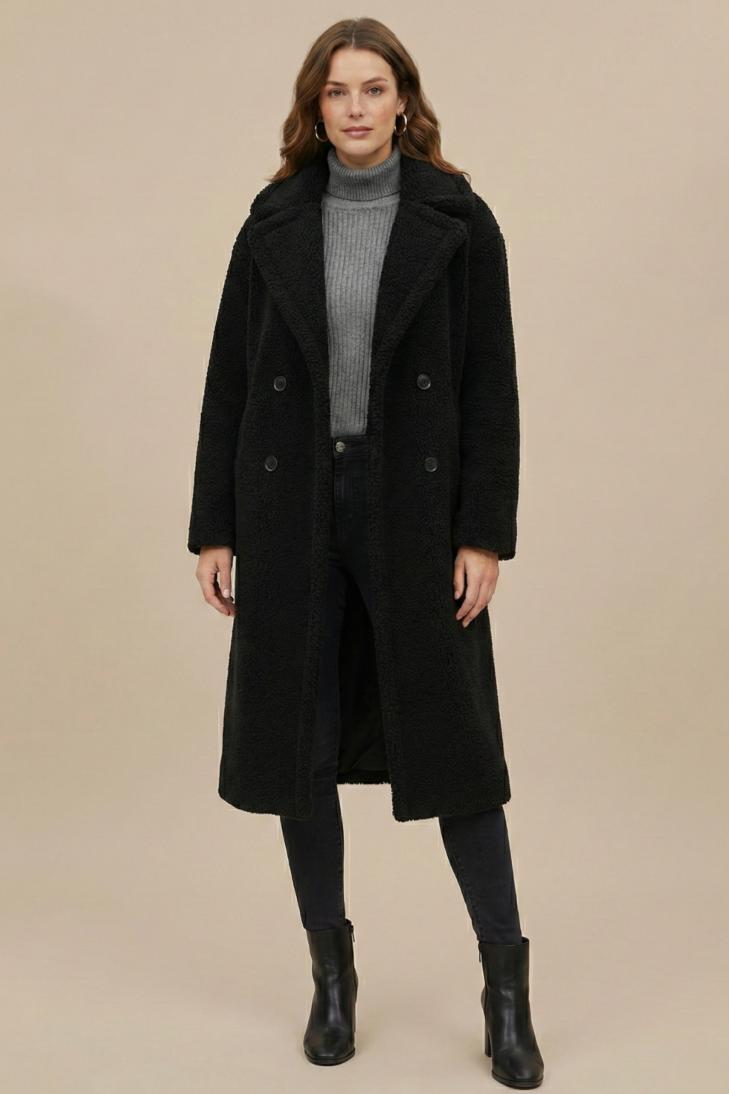 Anna-Berg | Teddy Coat - Double-Breasted, Winter Outerwear, Lapel Collar
