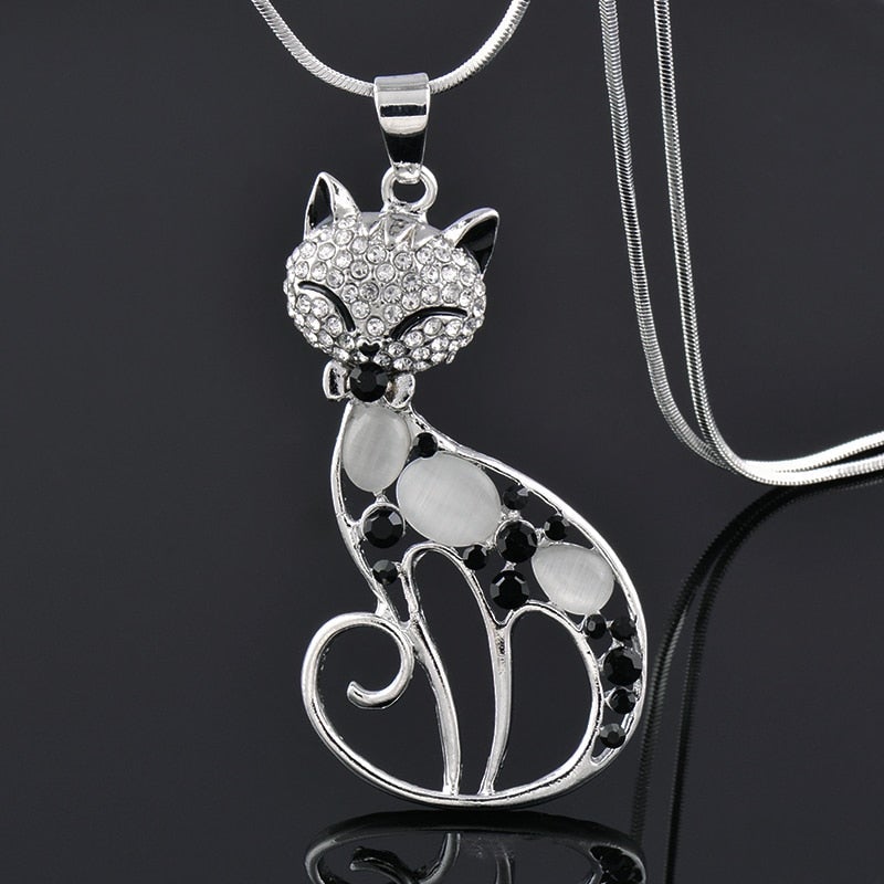 Cats of Love Necklace in Sterling Silver and Zirconia