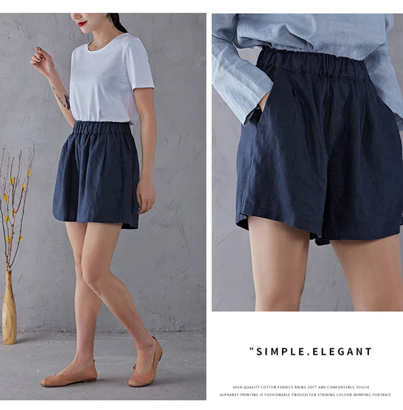 Anna-Berg | Relaxed Fit Drawstring Linen Shorts