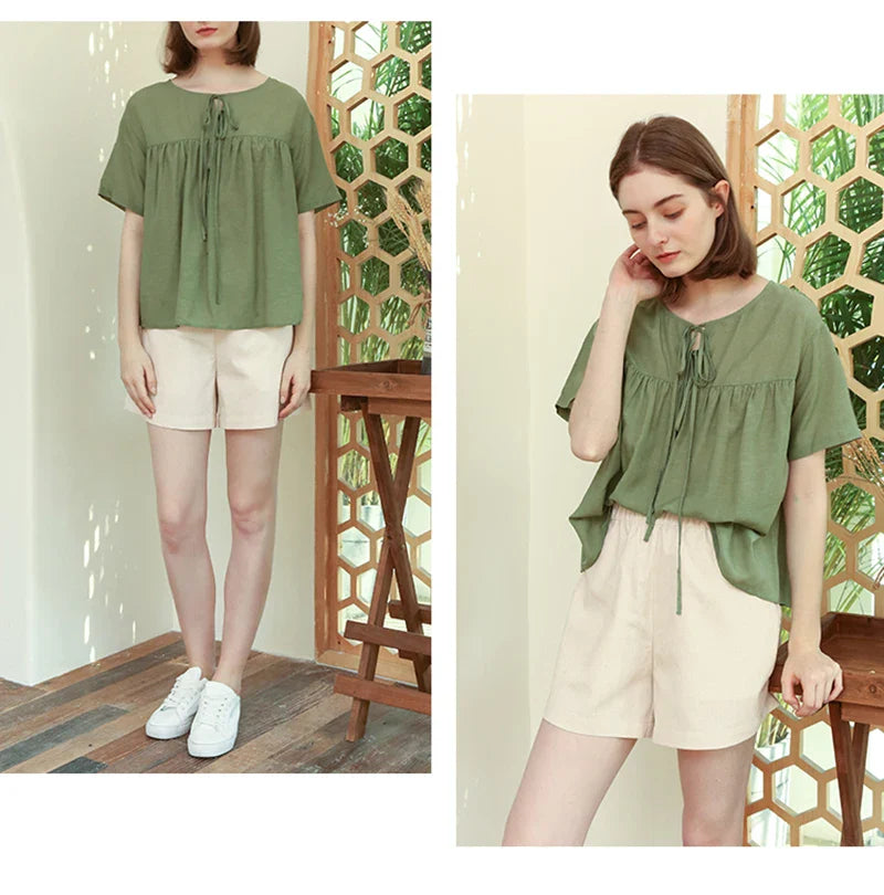 Anna-Berg | Relaxed Fit Drawstring Linen Shorts