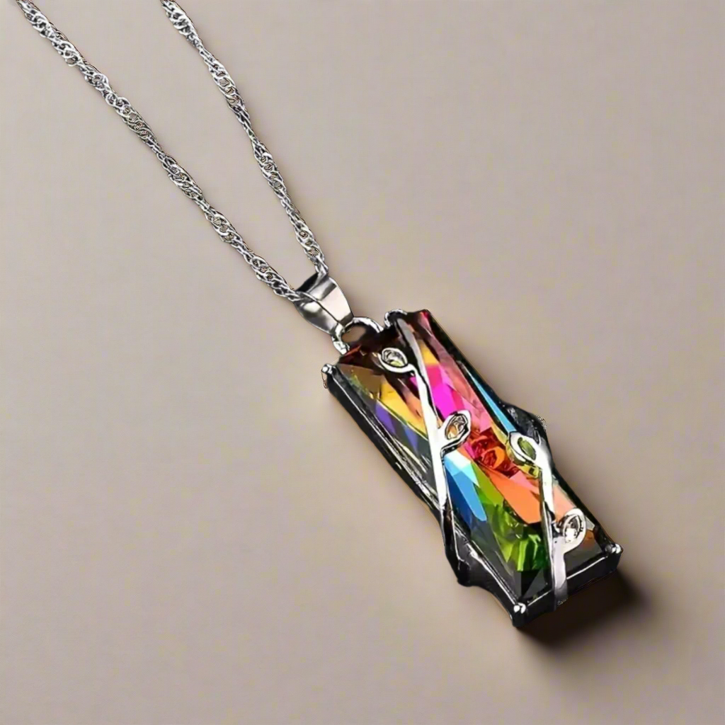 Colorful Silver Pendant Necklace