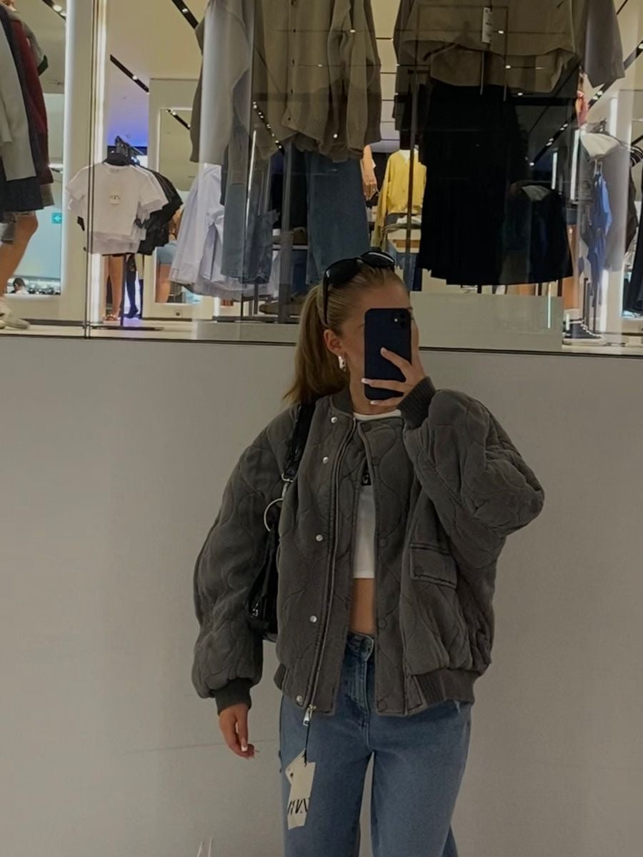 Anna-Berg | Women's Oversized Quilted Bomber Jacket