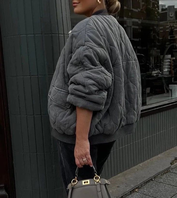 Anna-Berg | Women's Oversized Quilted Bomber Jacket