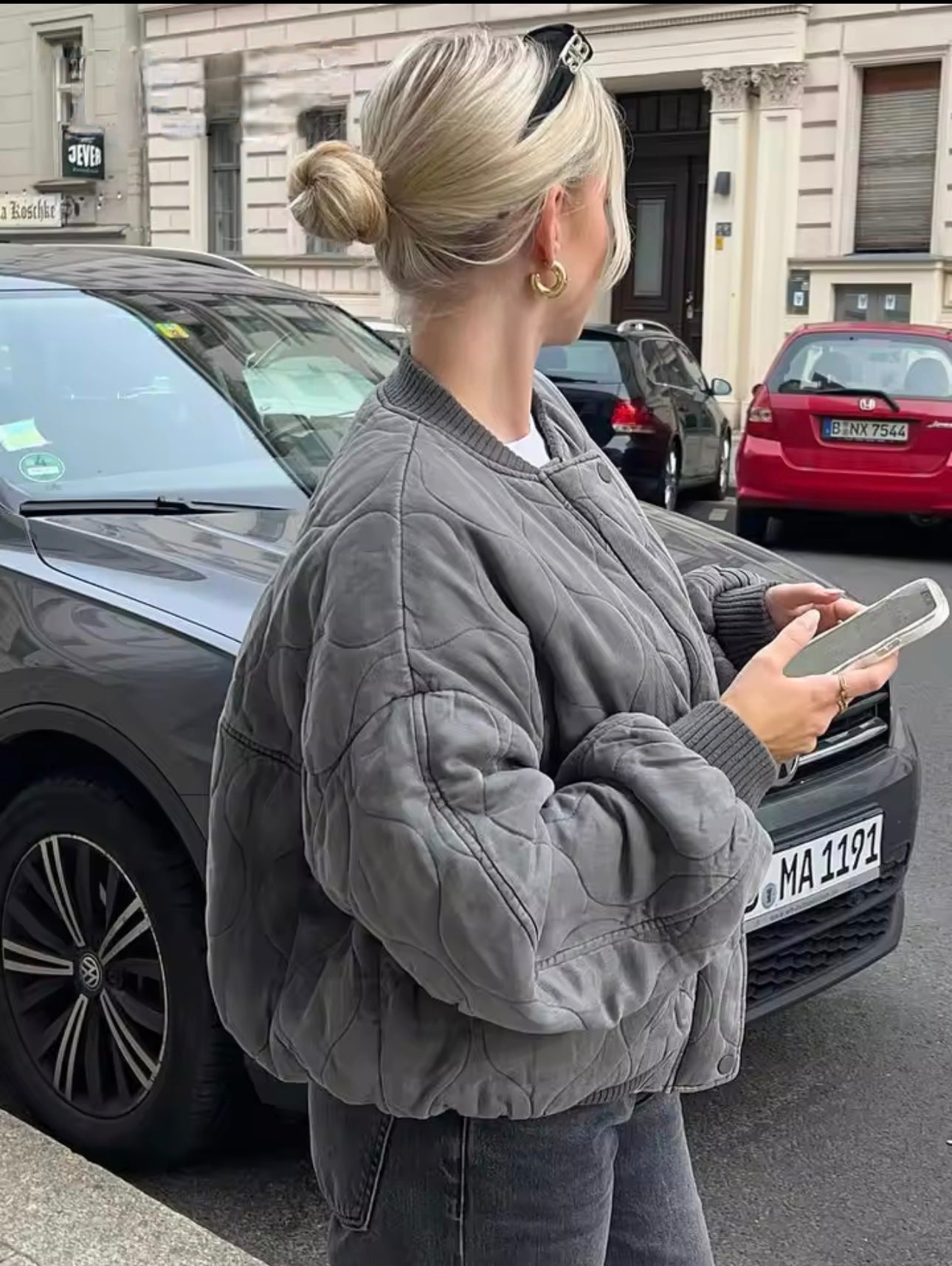 Anna-Berg | Women's Oversized Quilted Bomber Jacket